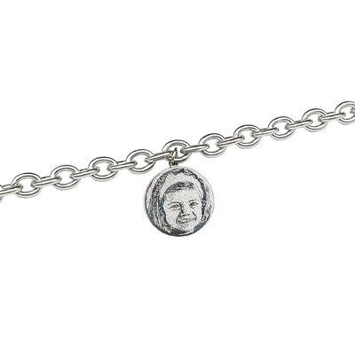 Bracciale Acciaio con Doppia Fotoincisione pendente Tondo