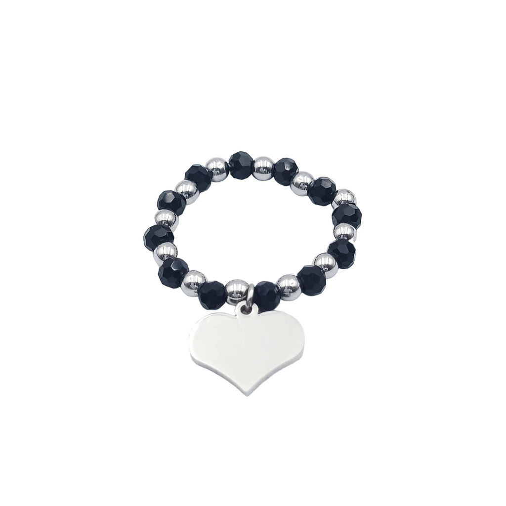 Anello Elasticizzato Cuore Acciaio Vari Colori