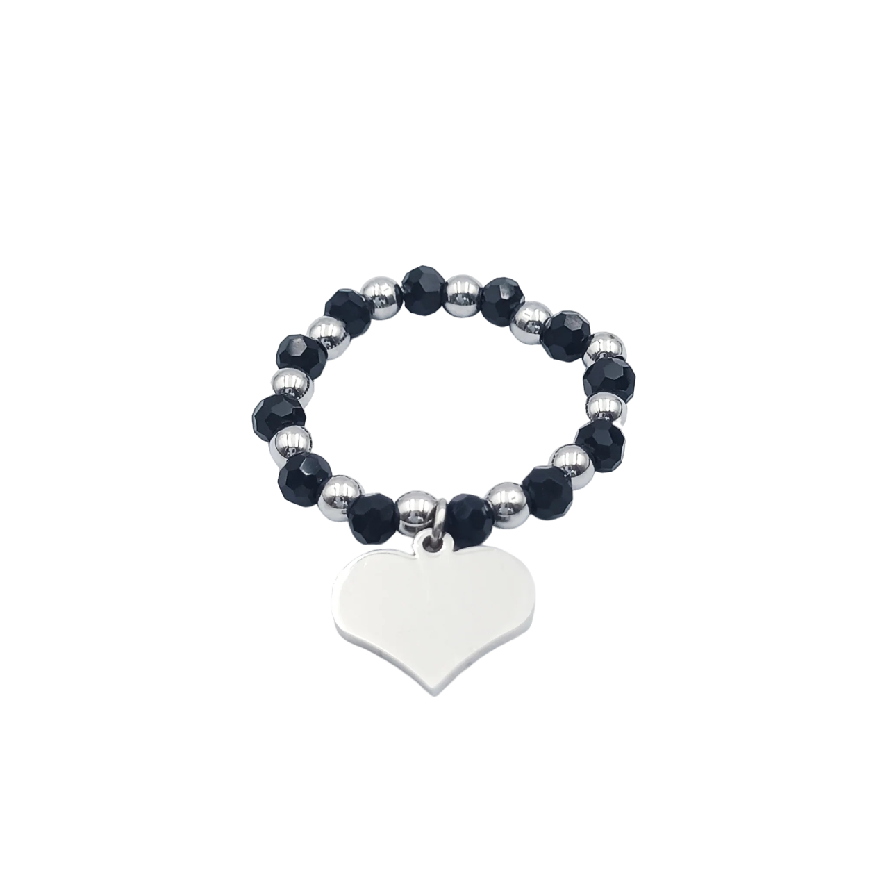 Anello Elasticizzato Cuore Acciaio Vari Colori