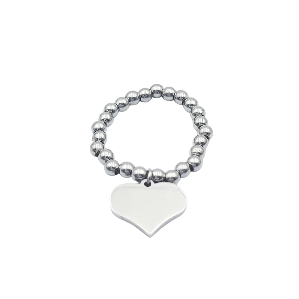 Anello Elasticizzato Cuore Acciaio Vari Colori