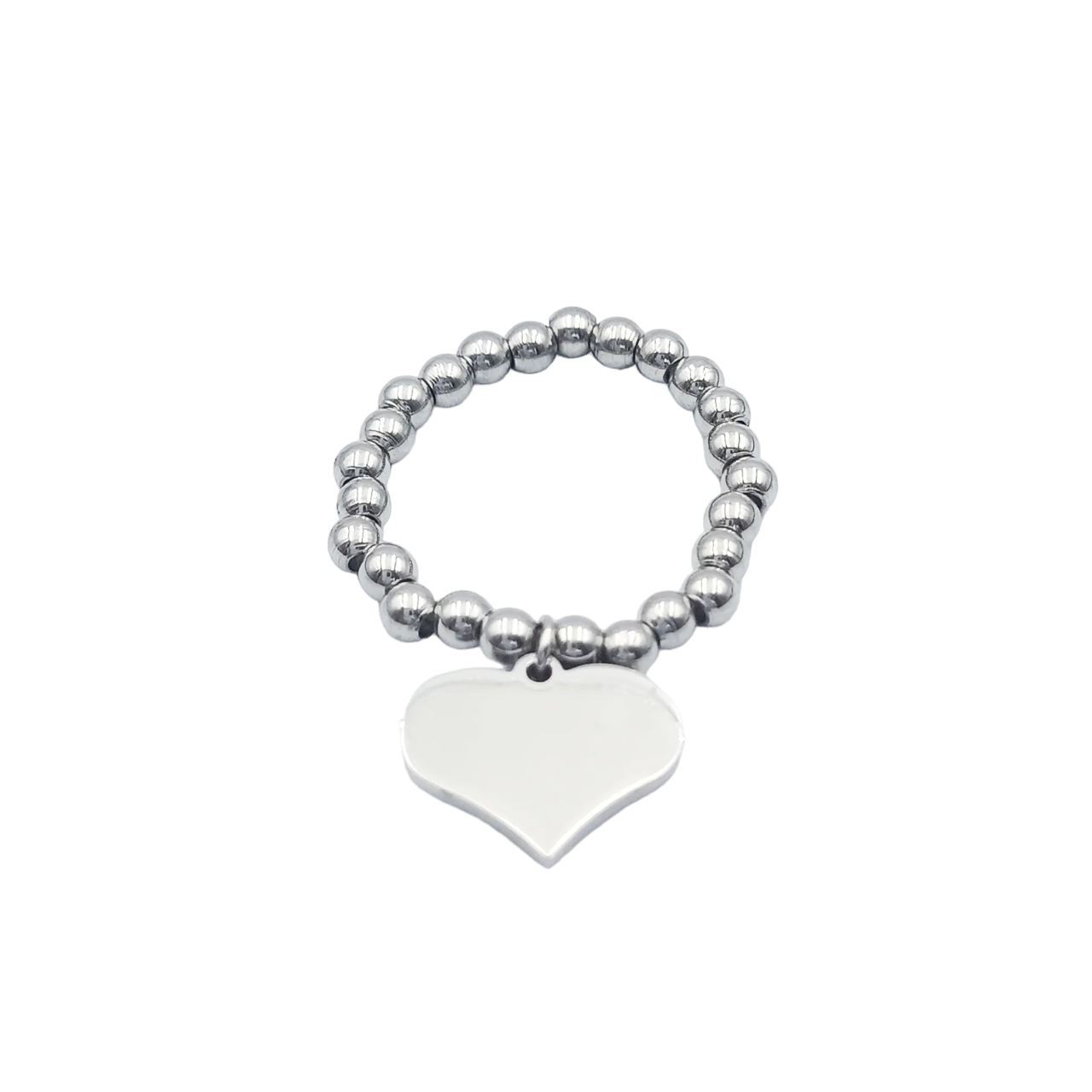 Anello Elasticizzato Cuore Acciaio Vari Colori