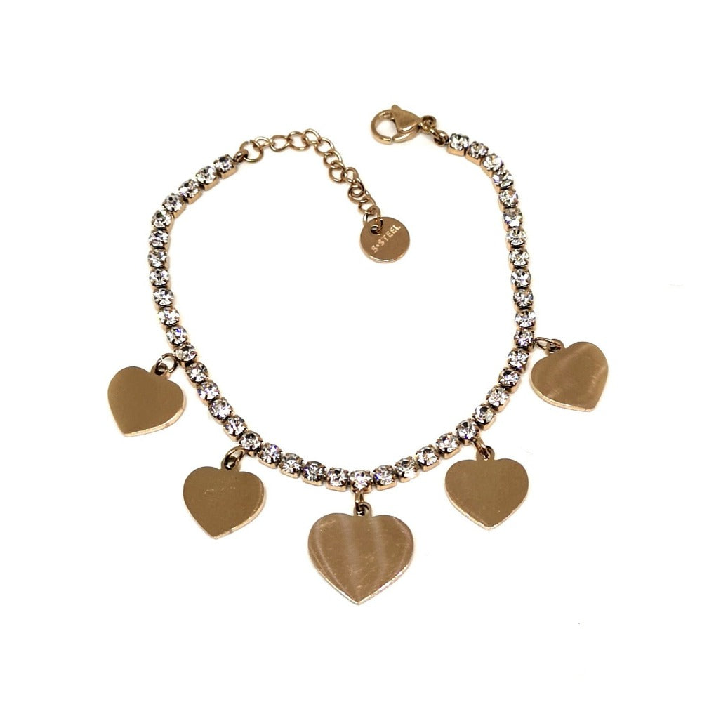 Bracciale Cuori Brilliant Acciaio Oro Rosa