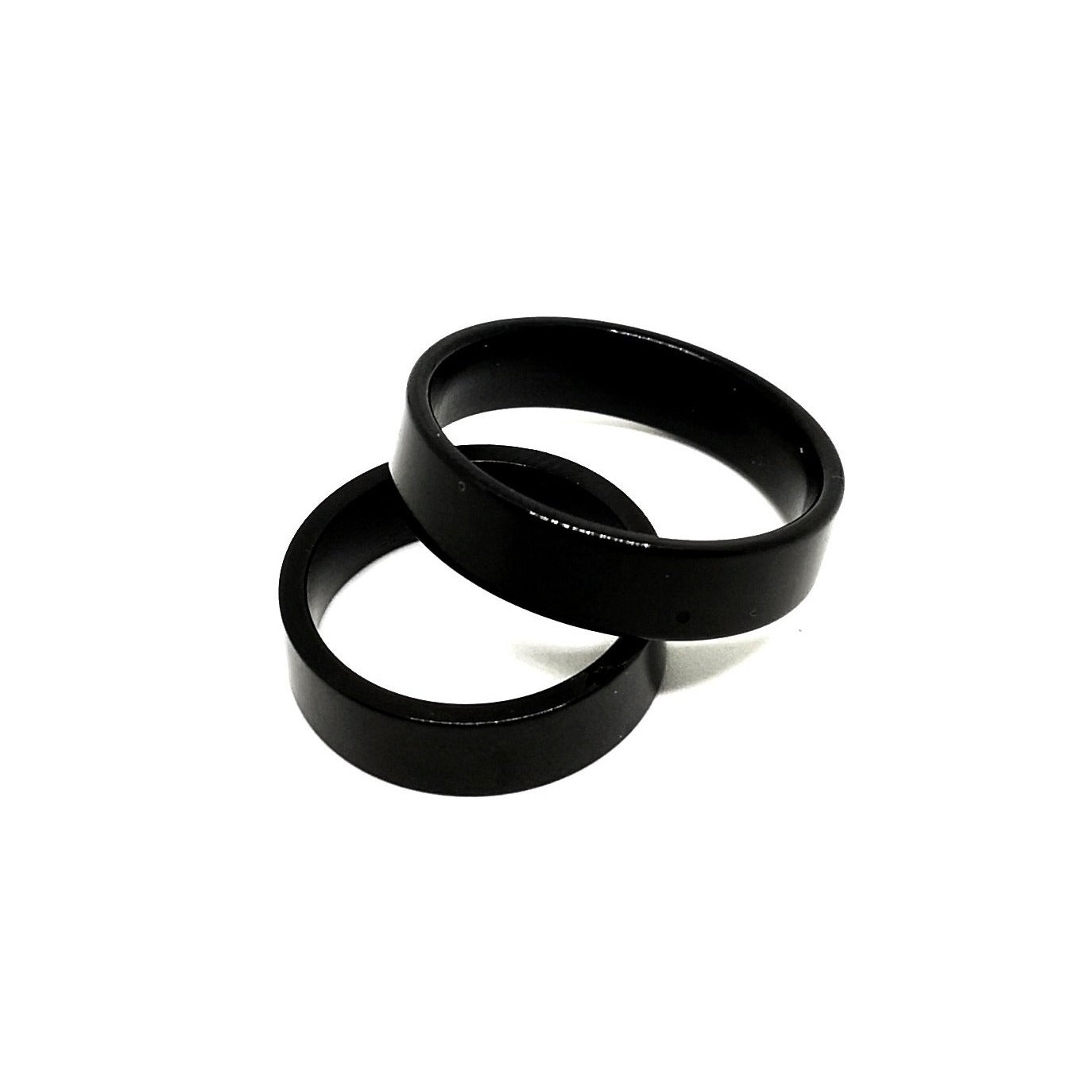 Anello Piatto Black Acciaio Lucido