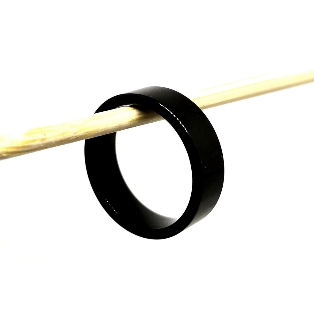 Anello Piatto Black Acciaio Lucido