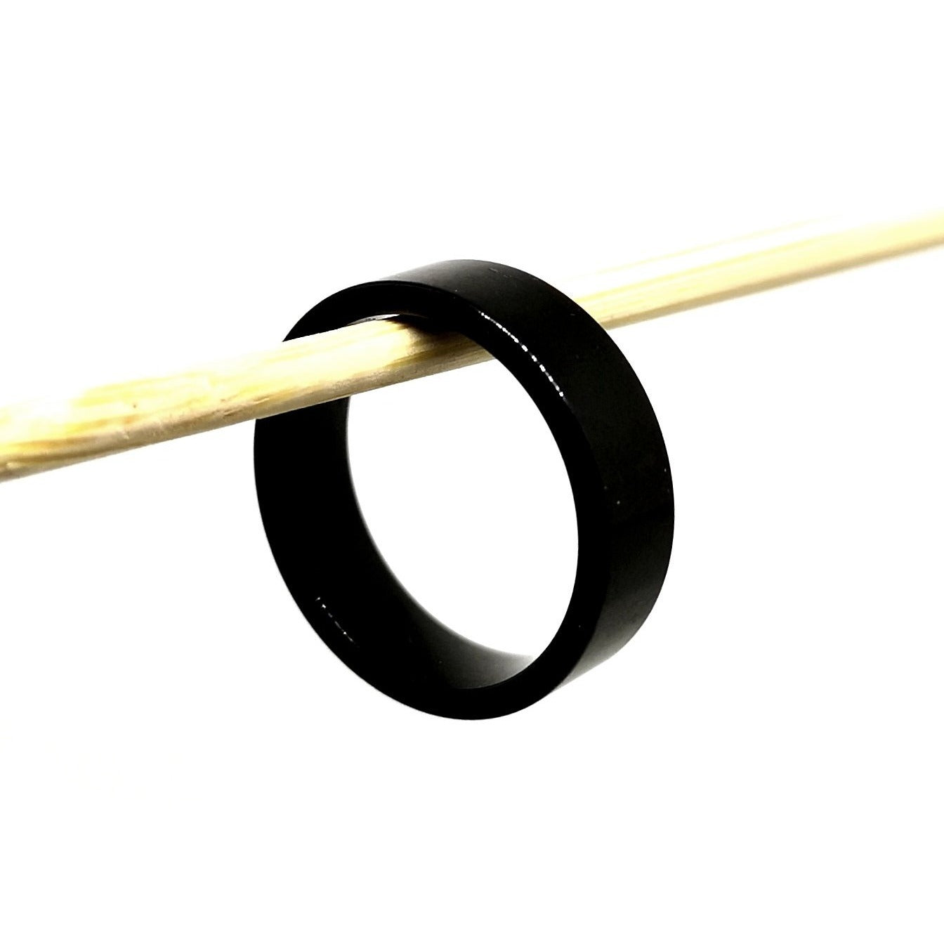 Anello Piatto Black Acciaio Lucido