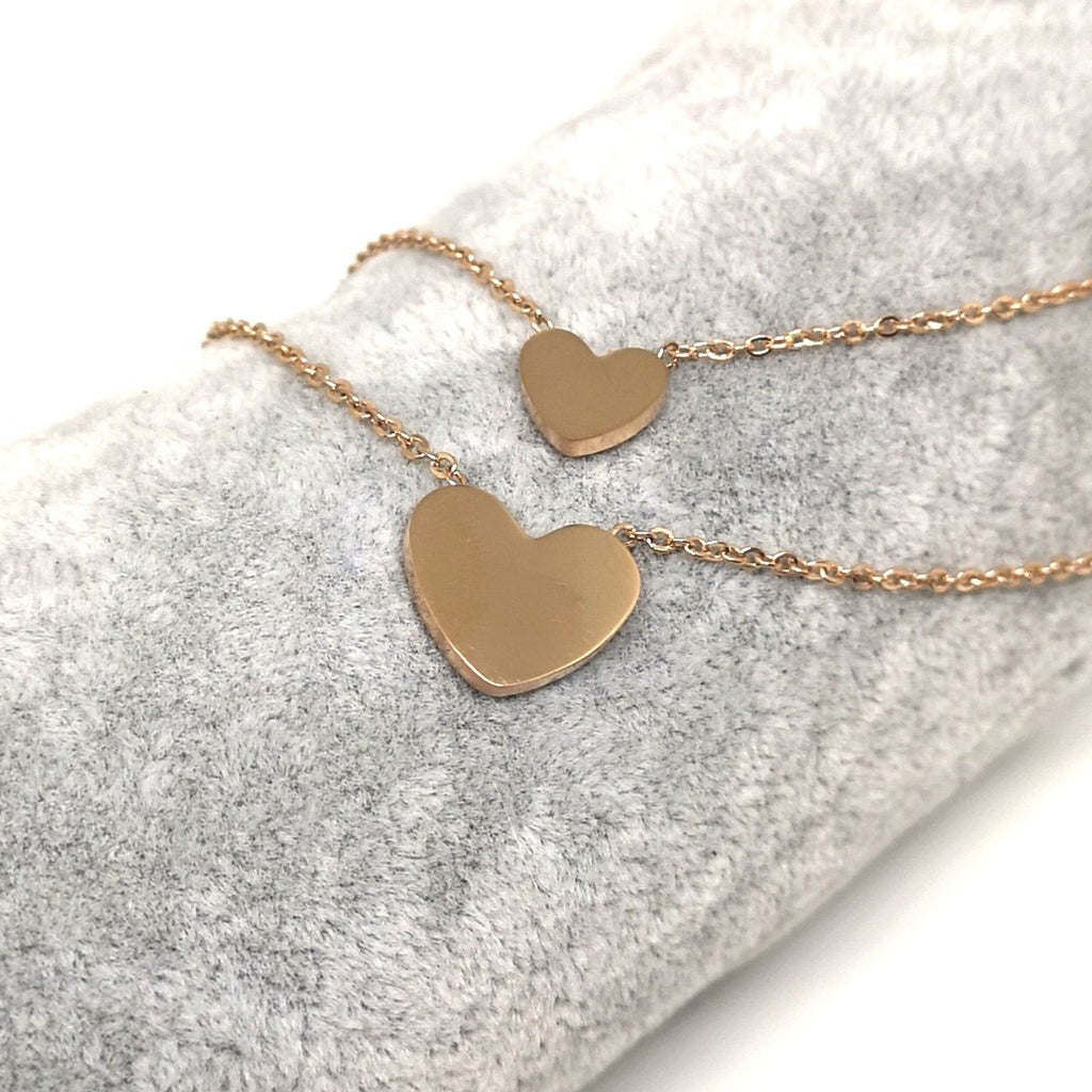 Collana Cuori Acciaio Oro Rosa