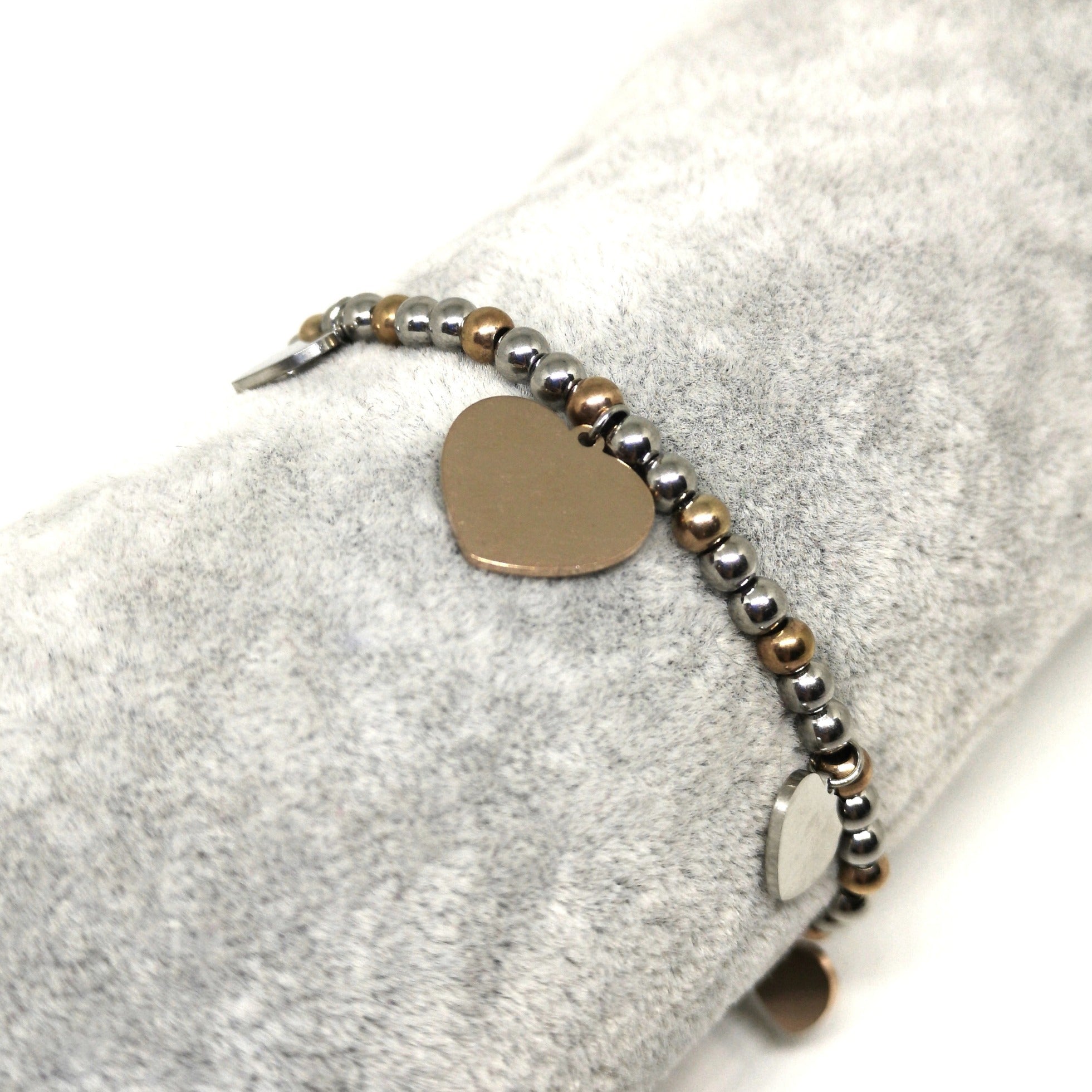 Bracelet Mix Coeurs Acier Argent et Or Rose