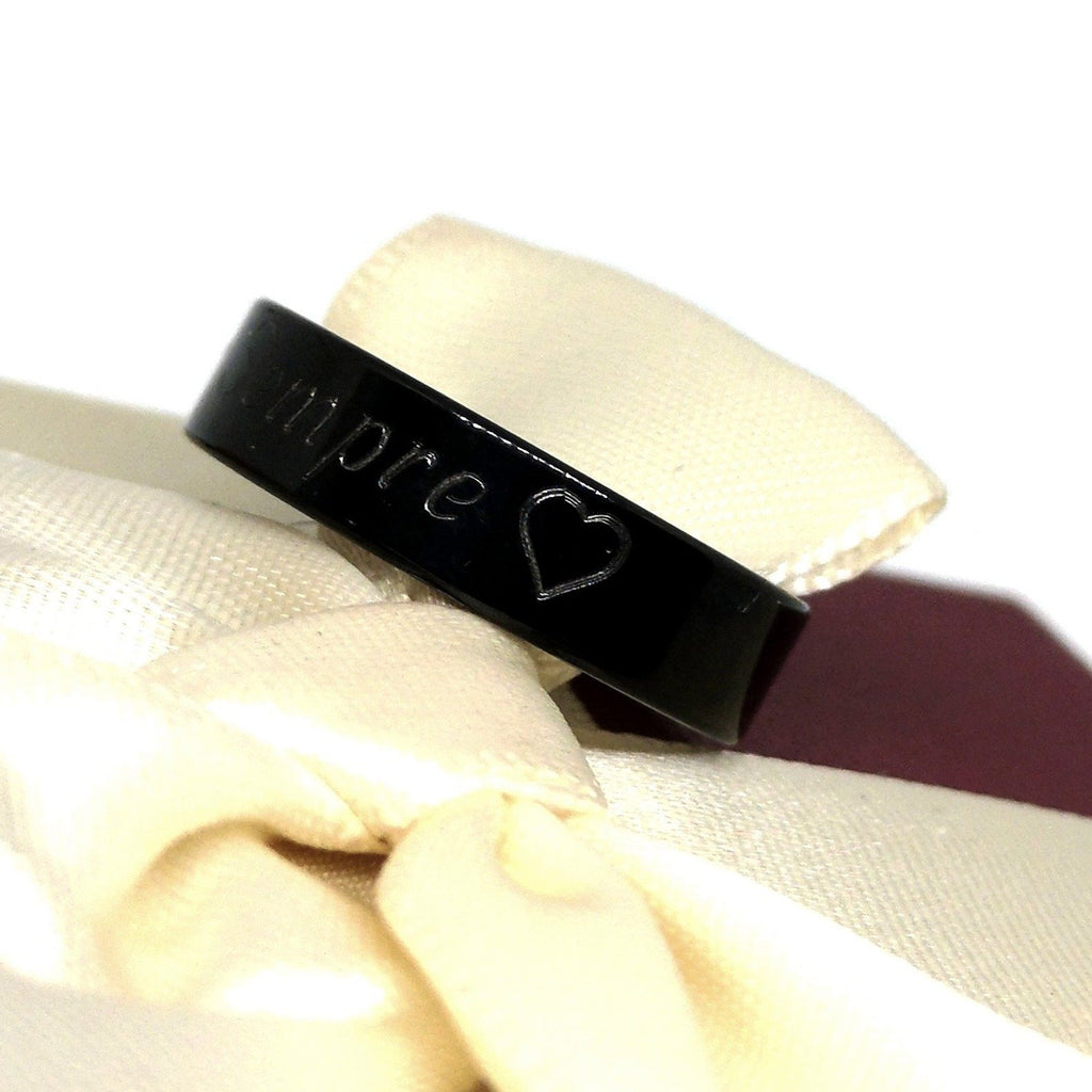 Anello Piatto Black Acciaio Lucido