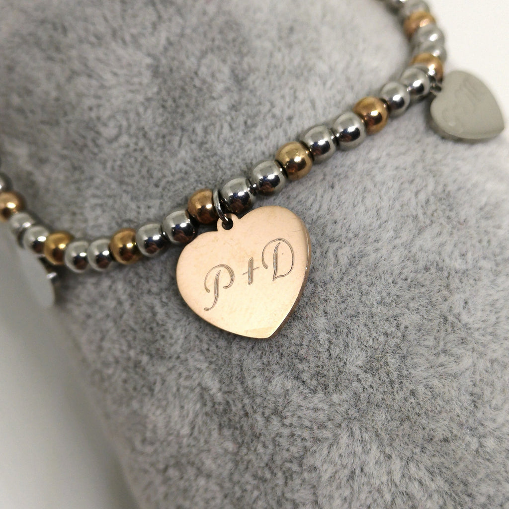 Bracelet Mix Coeurs Acier Argent et Or Rose