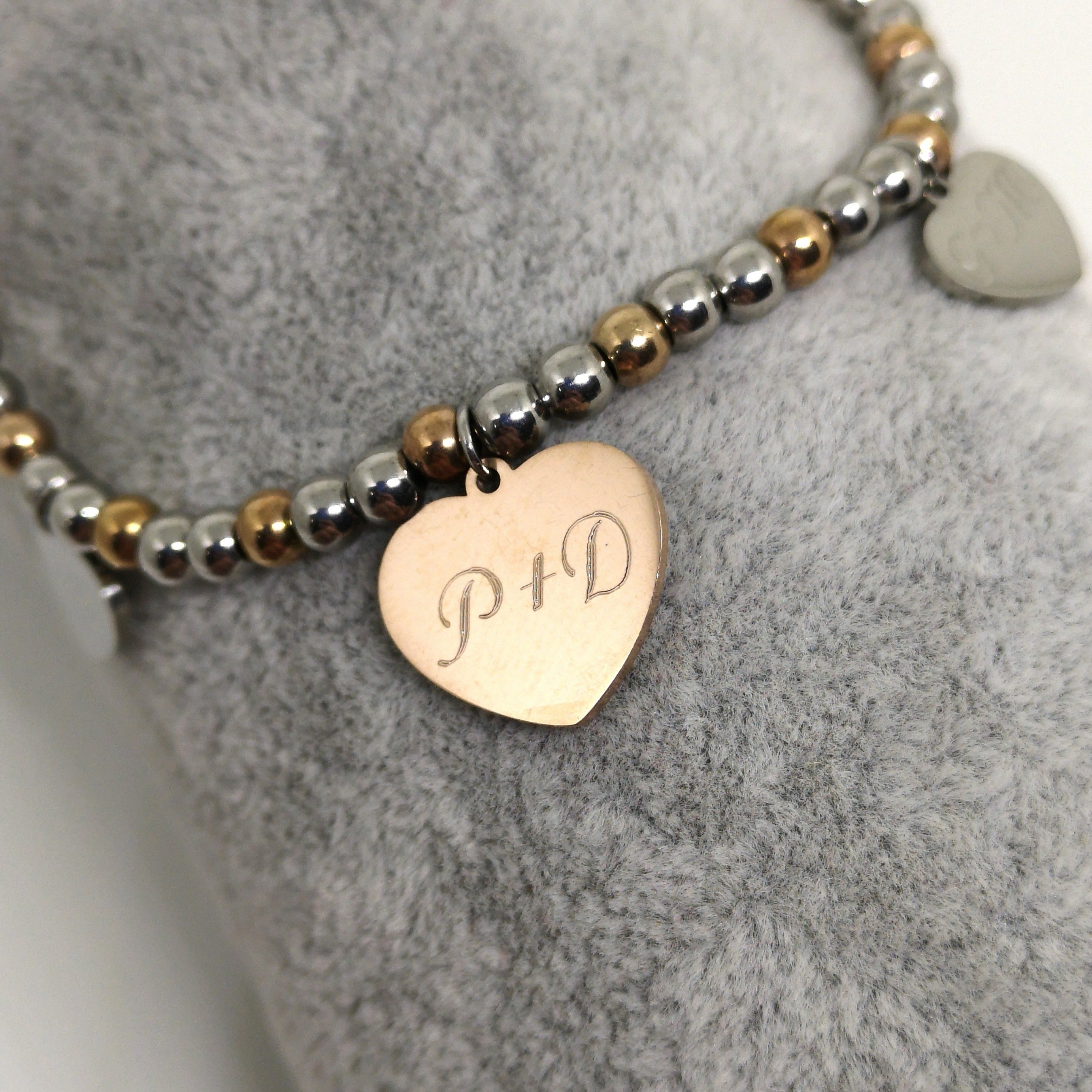 Bracelet Mix Coeurs Acier Argent et Or Rose