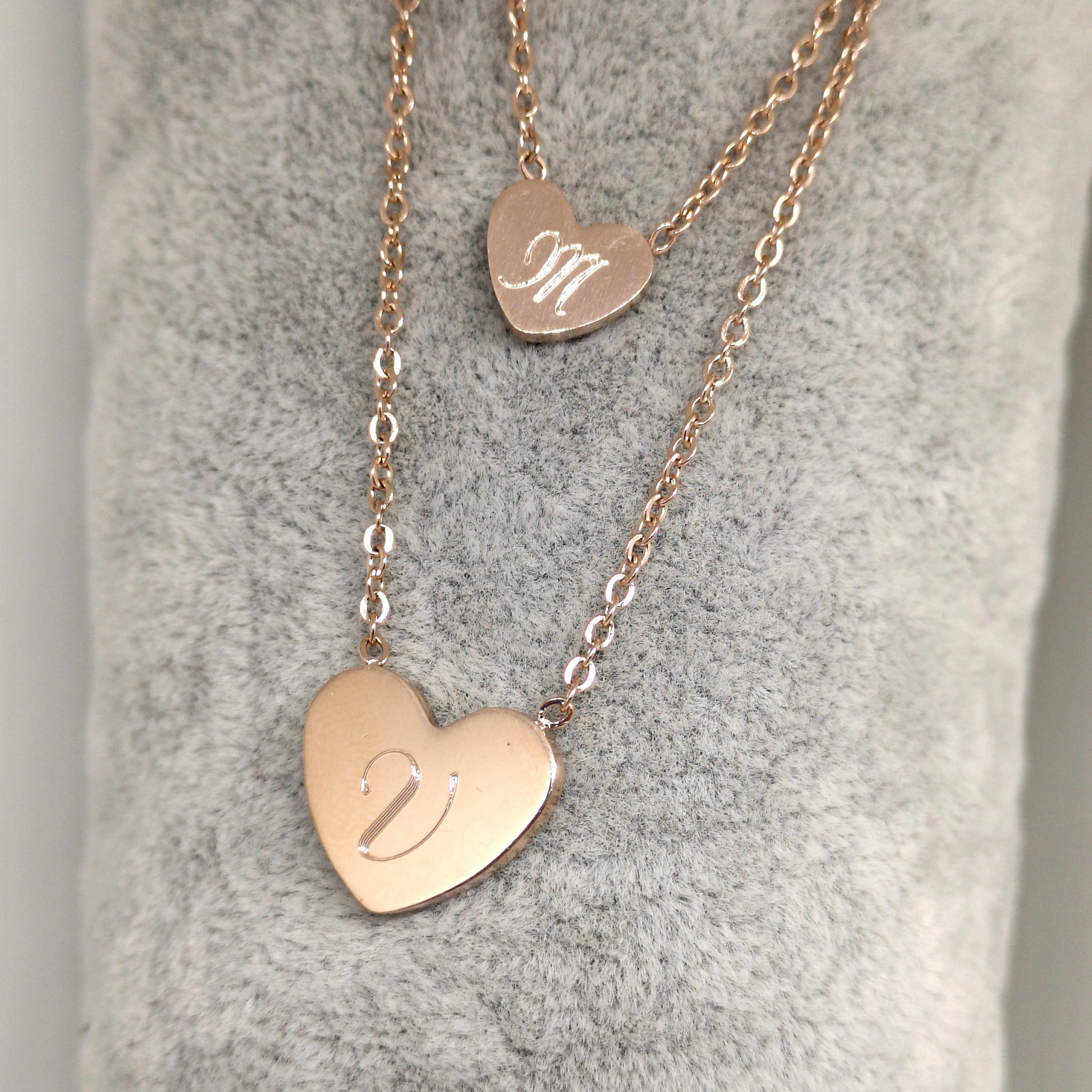 Collana Cuori Acciaio Oro Rosa