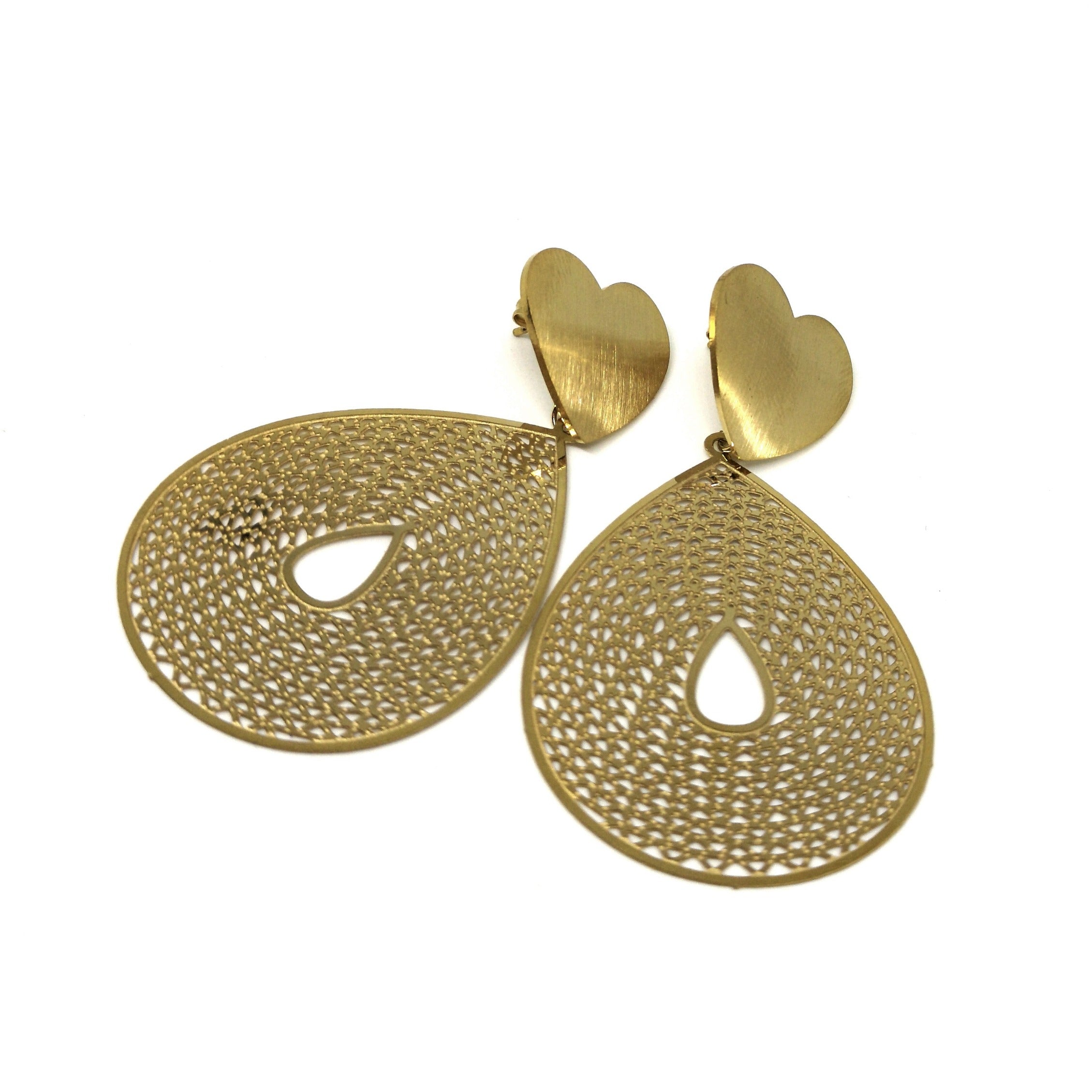 Boucles d'Oreilles Pendentif-Amour Or ou Argent