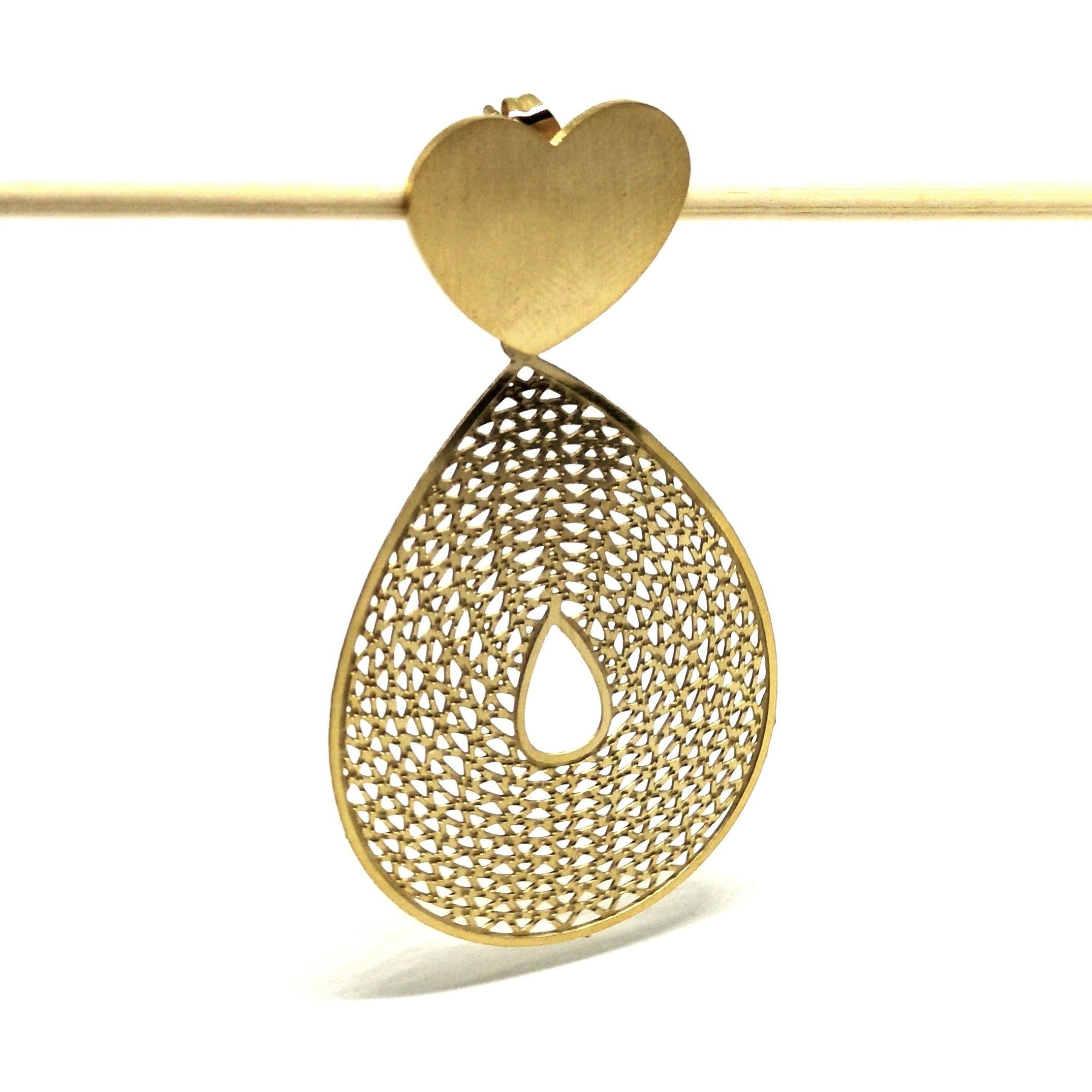 Boucles d'Oreilles Pendentif-Amour Or ou Argent