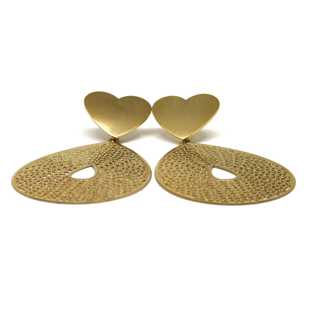 Boucles d'Oreilles Pendentif-Amour Or ou Argent