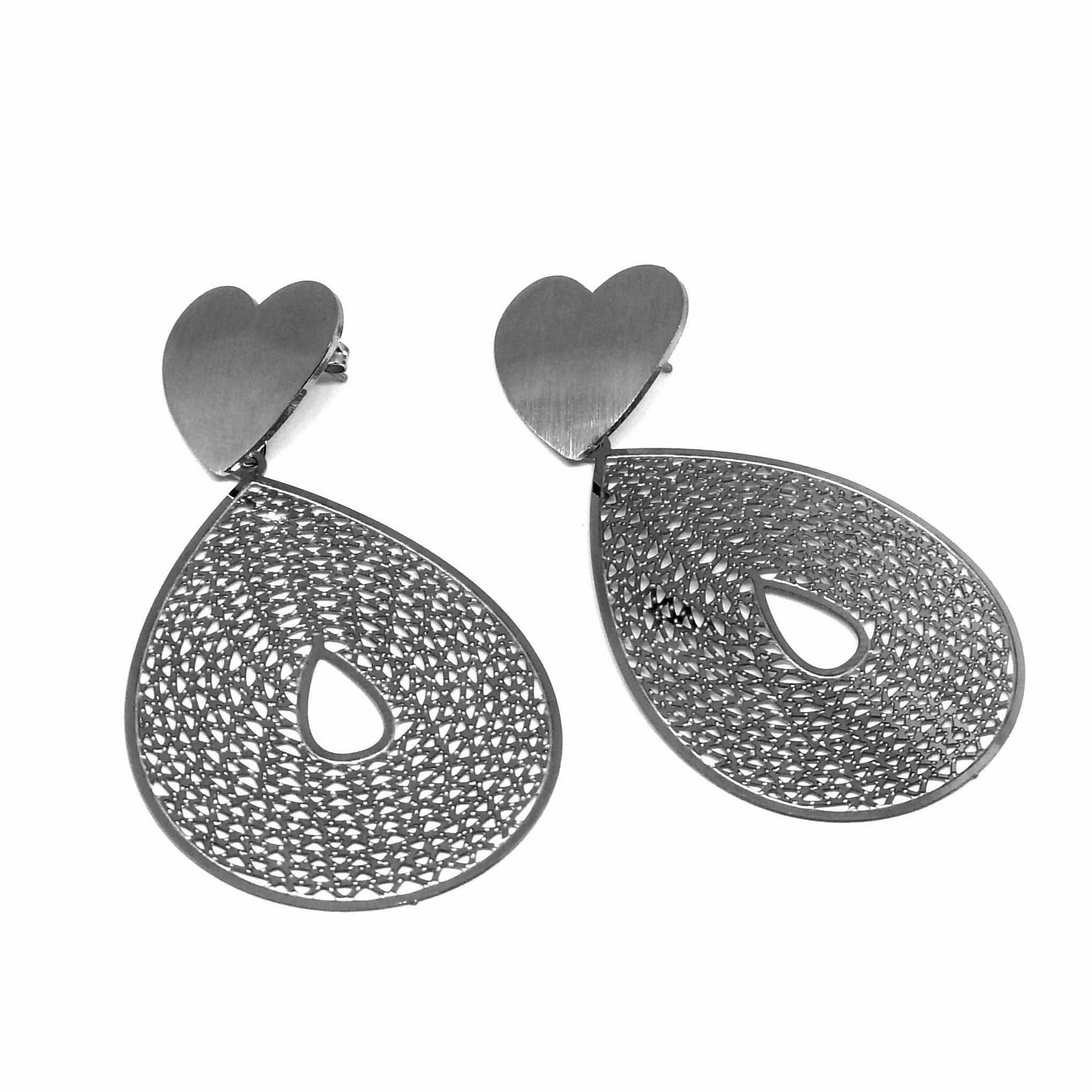 Boucles d'Oreilles Pendentif-Amour Or ou Argent