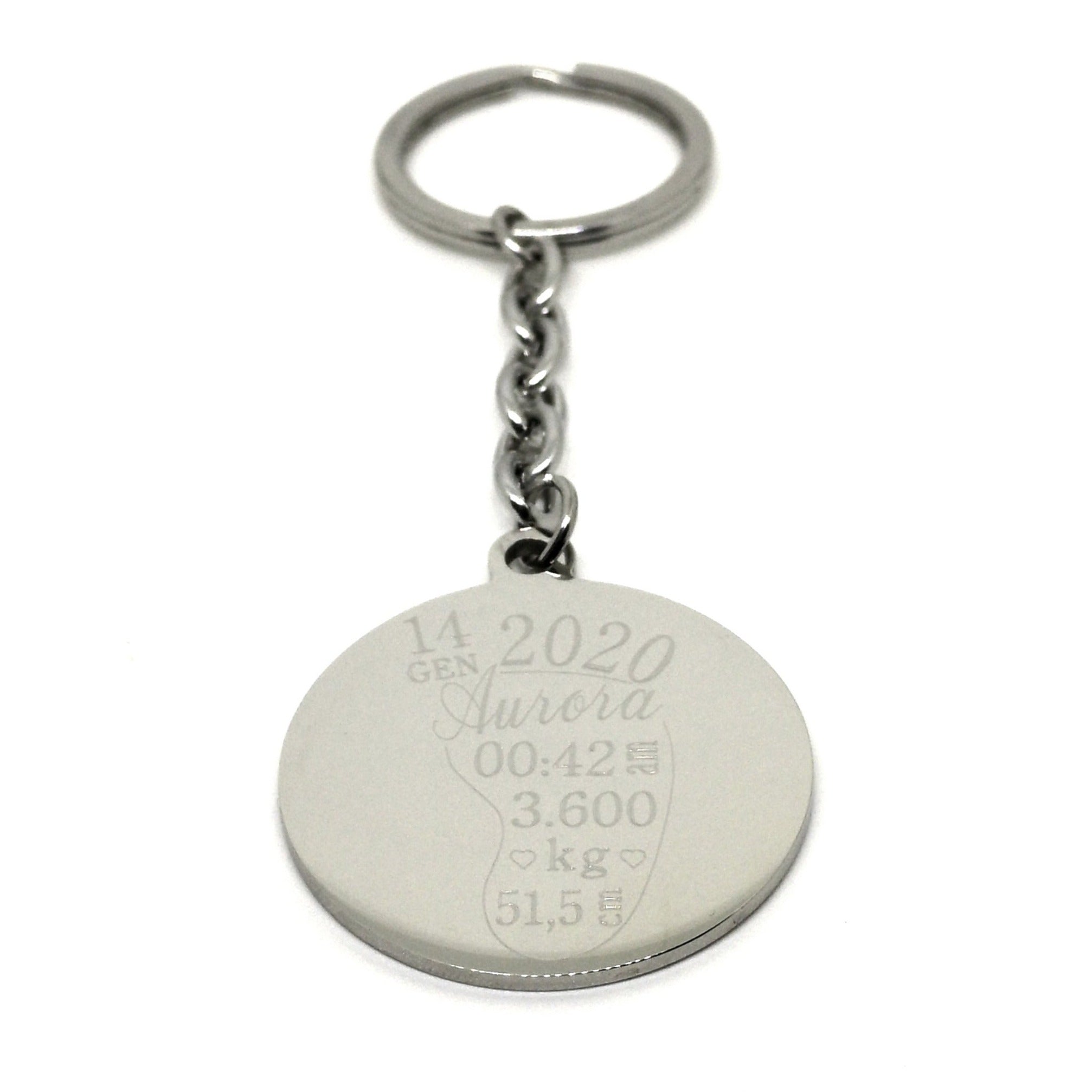 Portachiavi Round NASCITA Acciaio Lucido