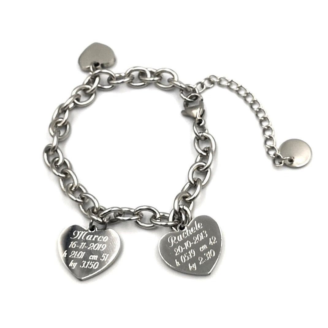 Bracciale Love-Dual NASCITA Acciaio - Da 1 a 4 BIMBI