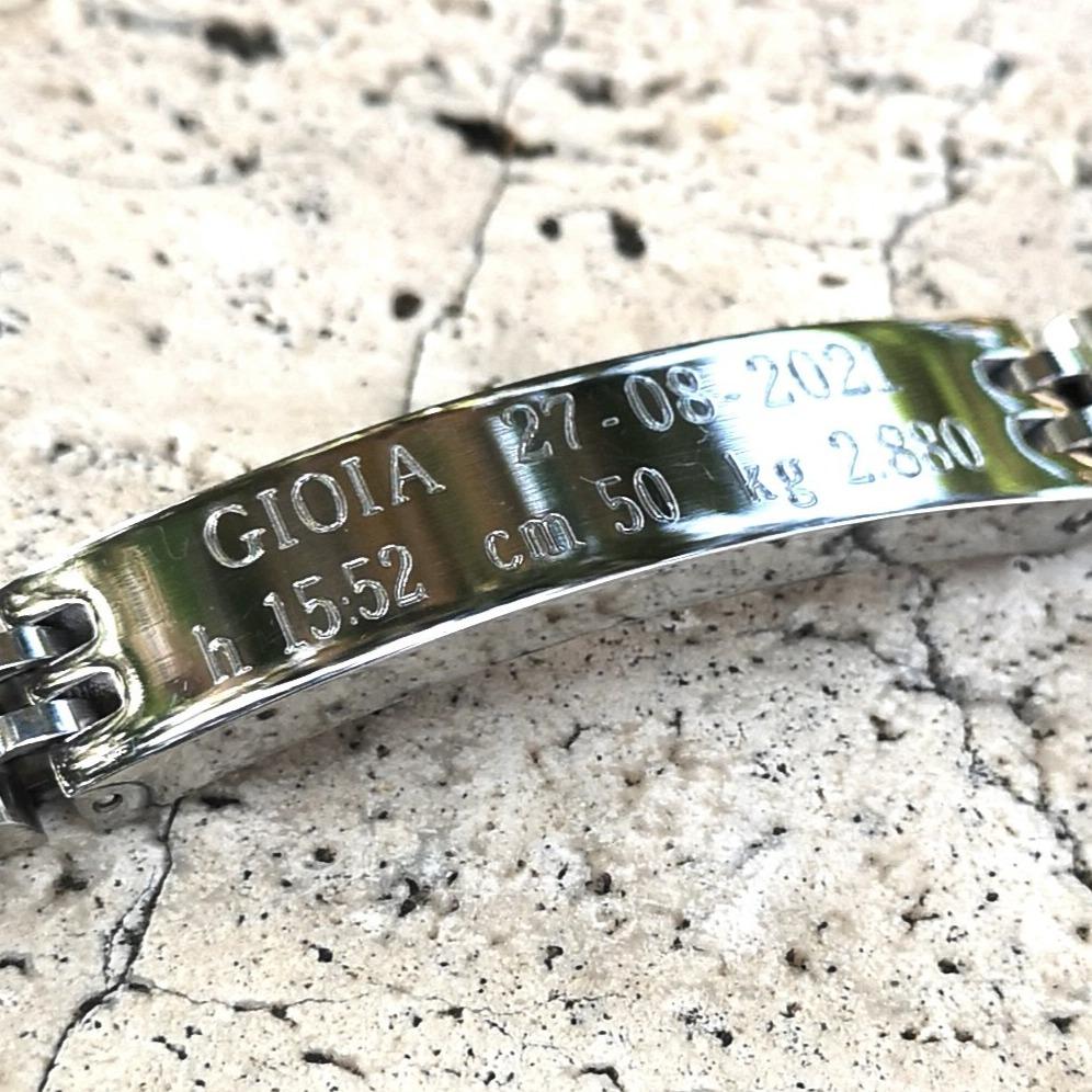 Bracciale Elegance Diamantato NASCITA da 1 a 3 Bimbi Acciaio Argento o Acciaio Oro