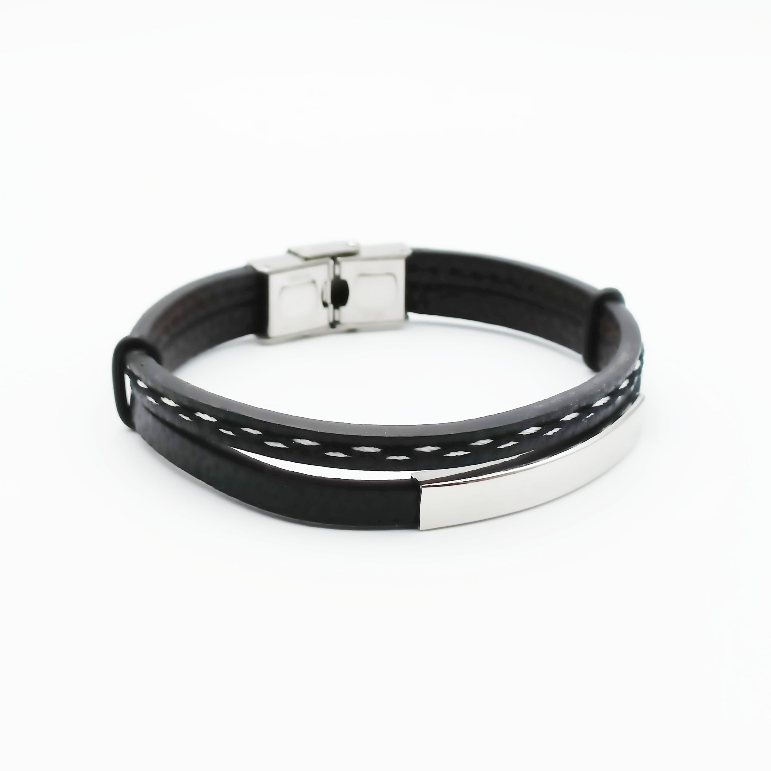 Bracciale Acciaio Skin-Black incisione personalizzata