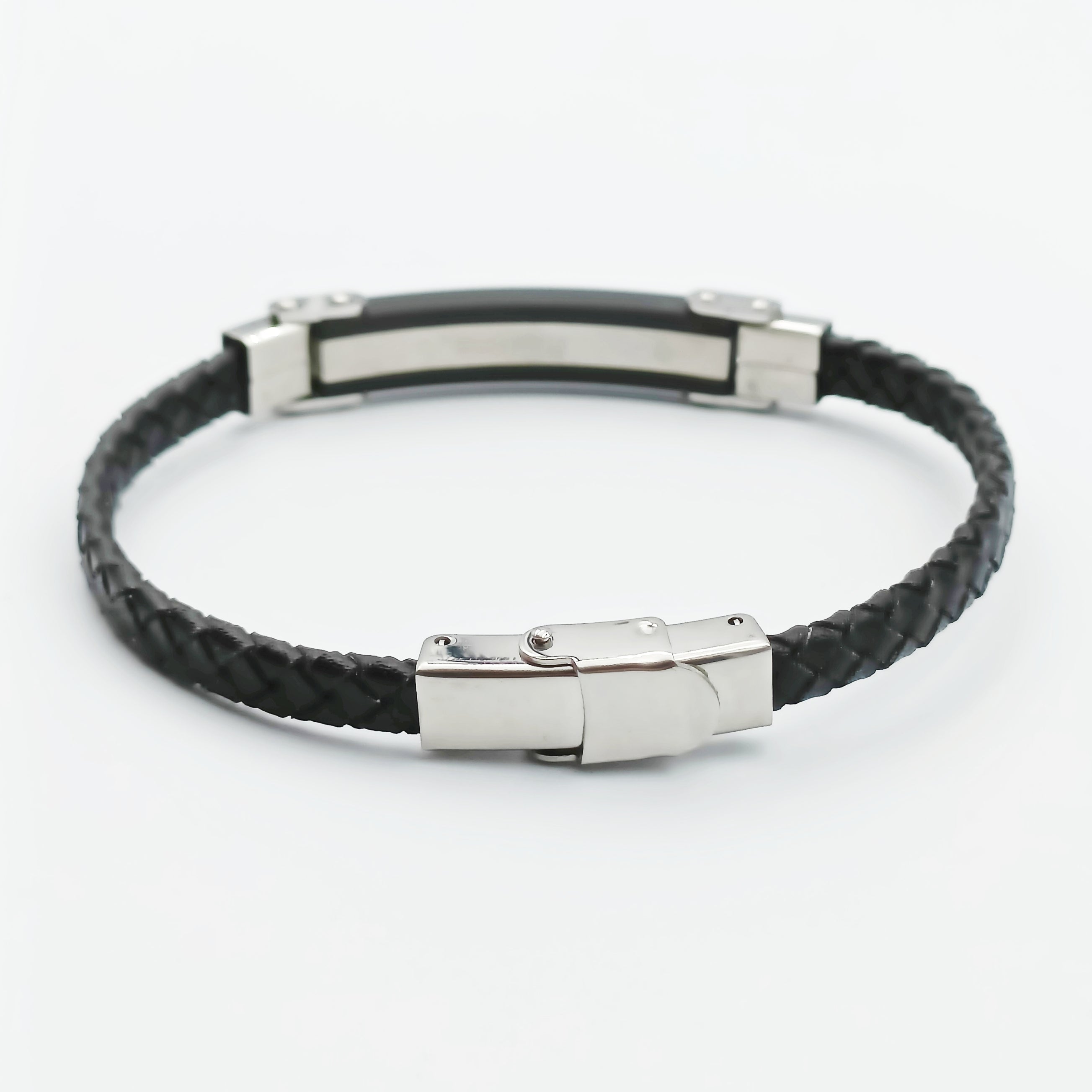 Bracelet Acier Noir Peau