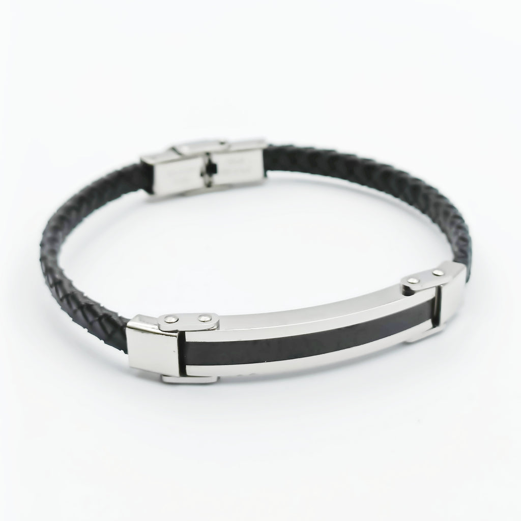 Bracelet Acier Noir Peau