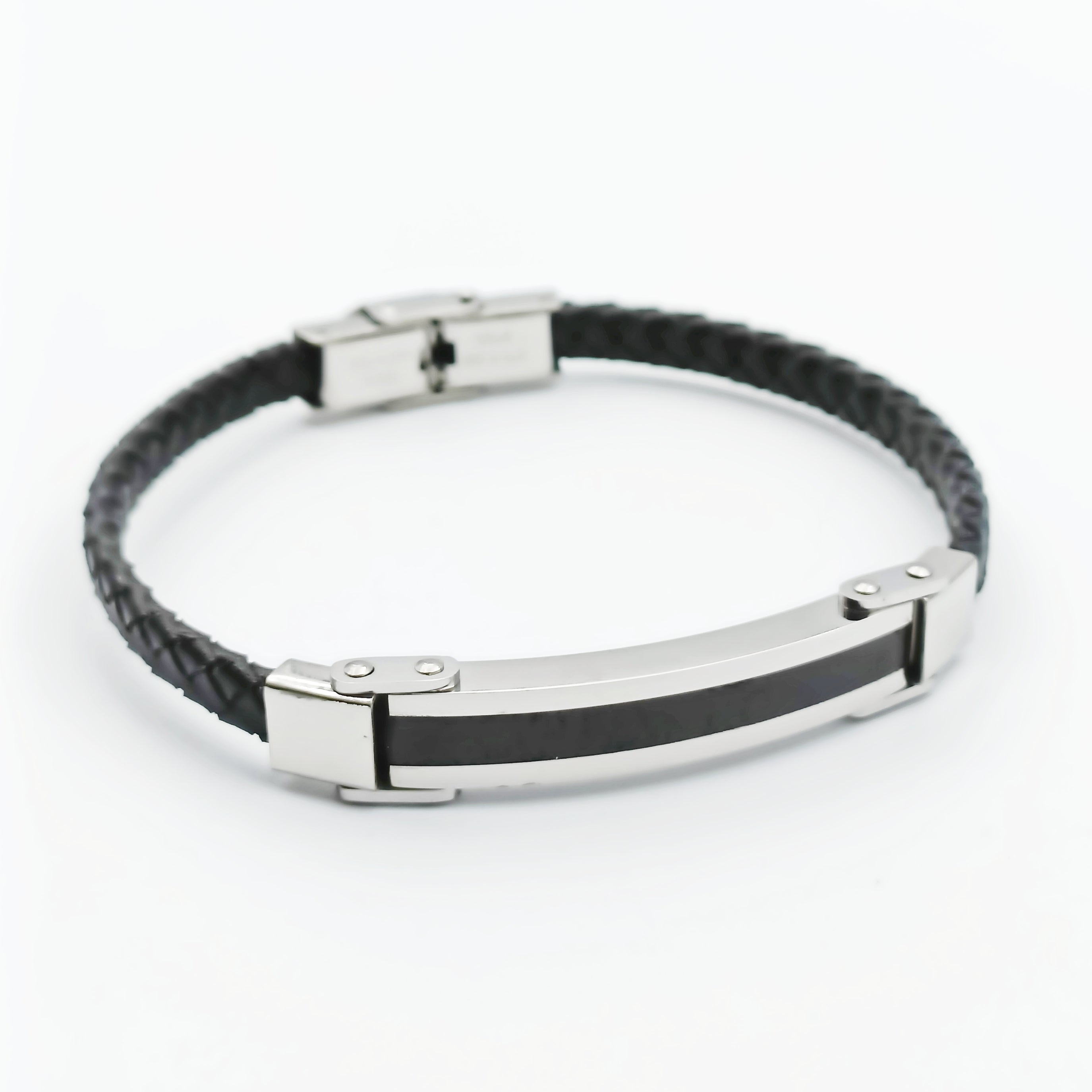 Bracelet Acier Noir Peau