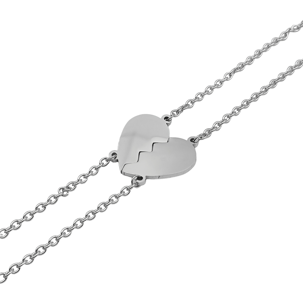 Coppia bracciali acciaio cuore spezzato incisione gratuita