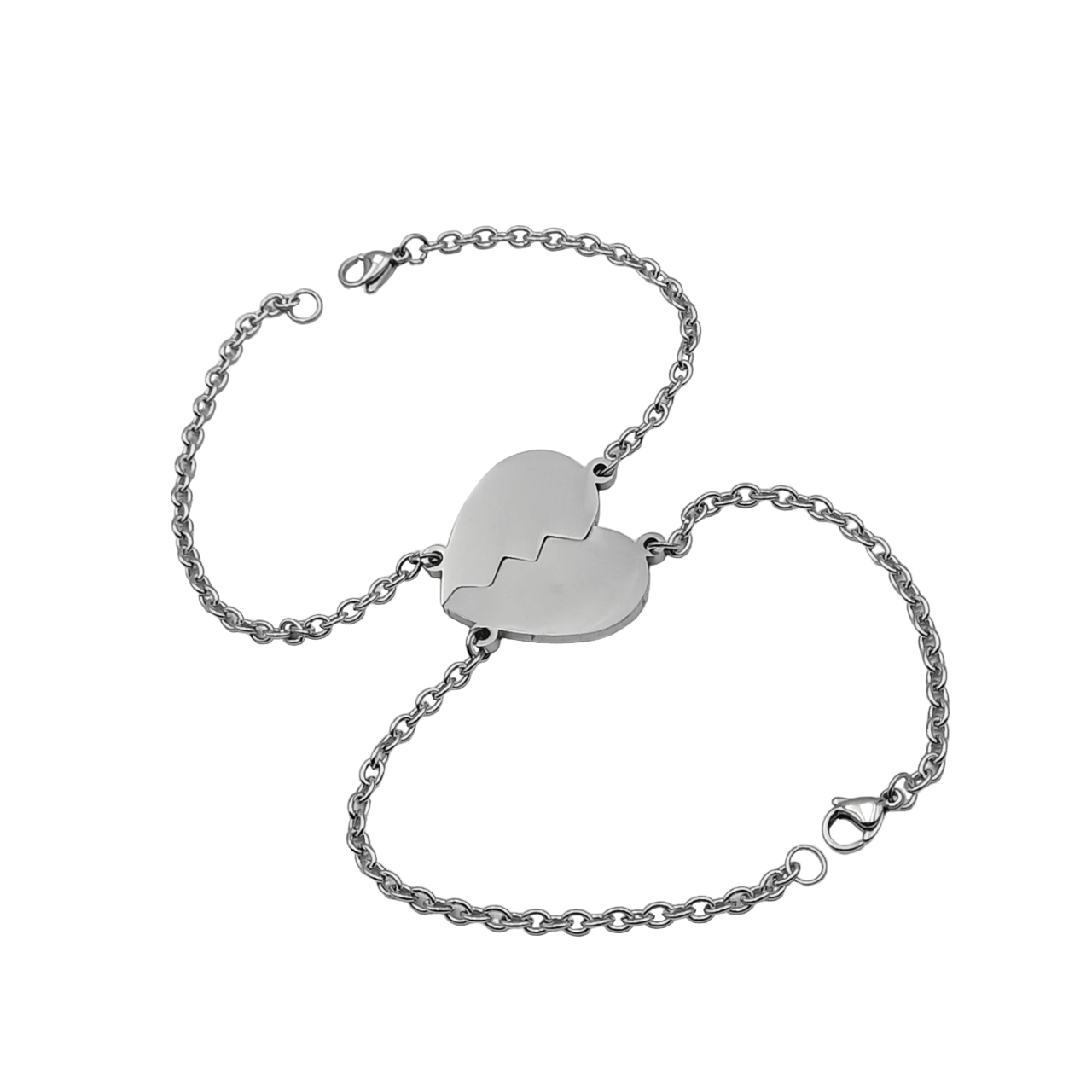 Coppia bracciali acciaio cuore spezzato incisione gratuita