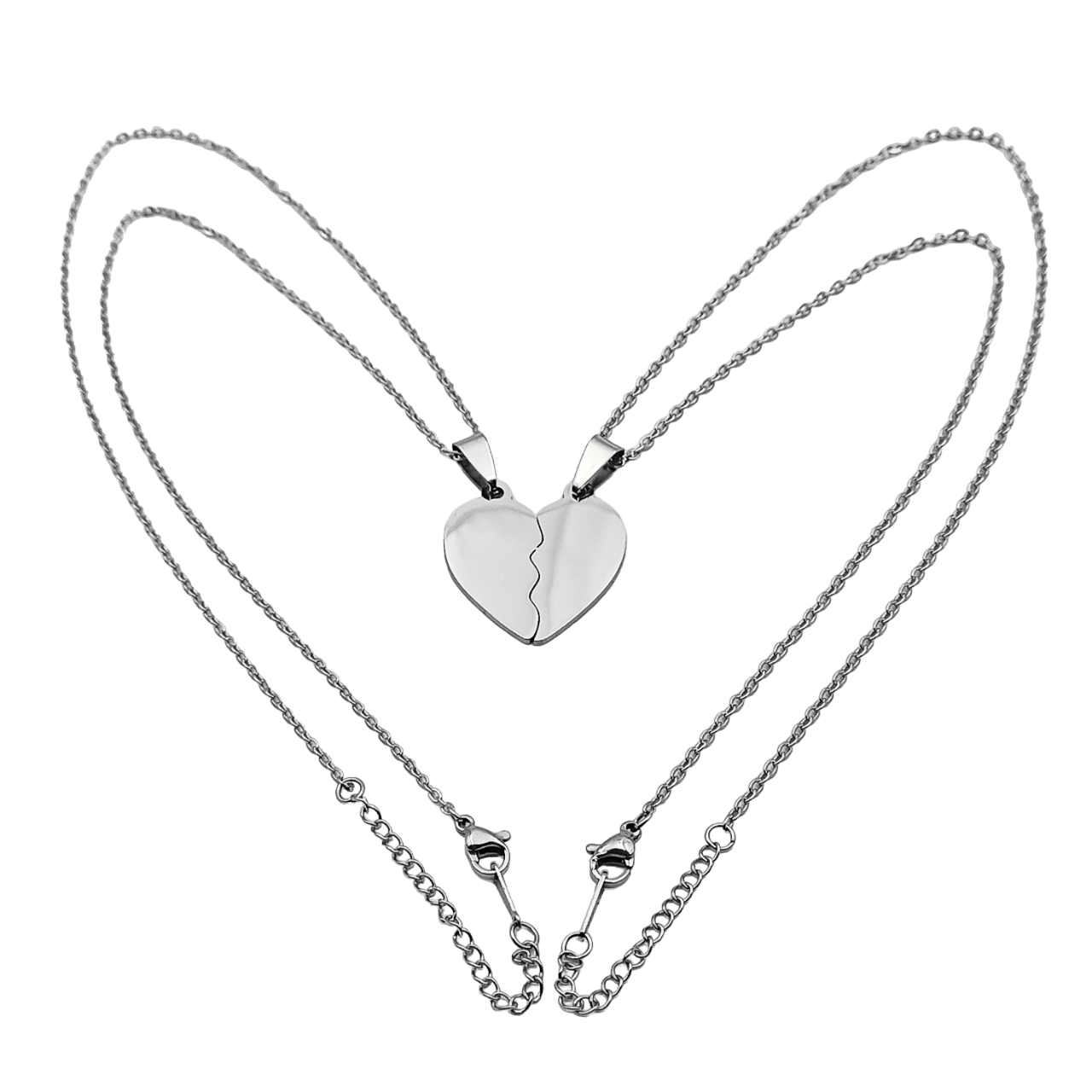 Coppia collane cuore spezzato acciaio incisione gratuita