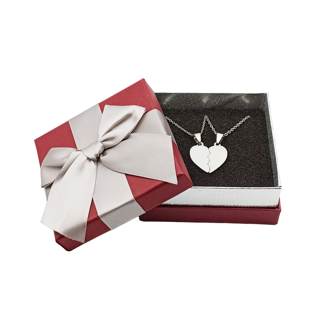 Coppia collane cuore spezzato acciaio incisione gratuita