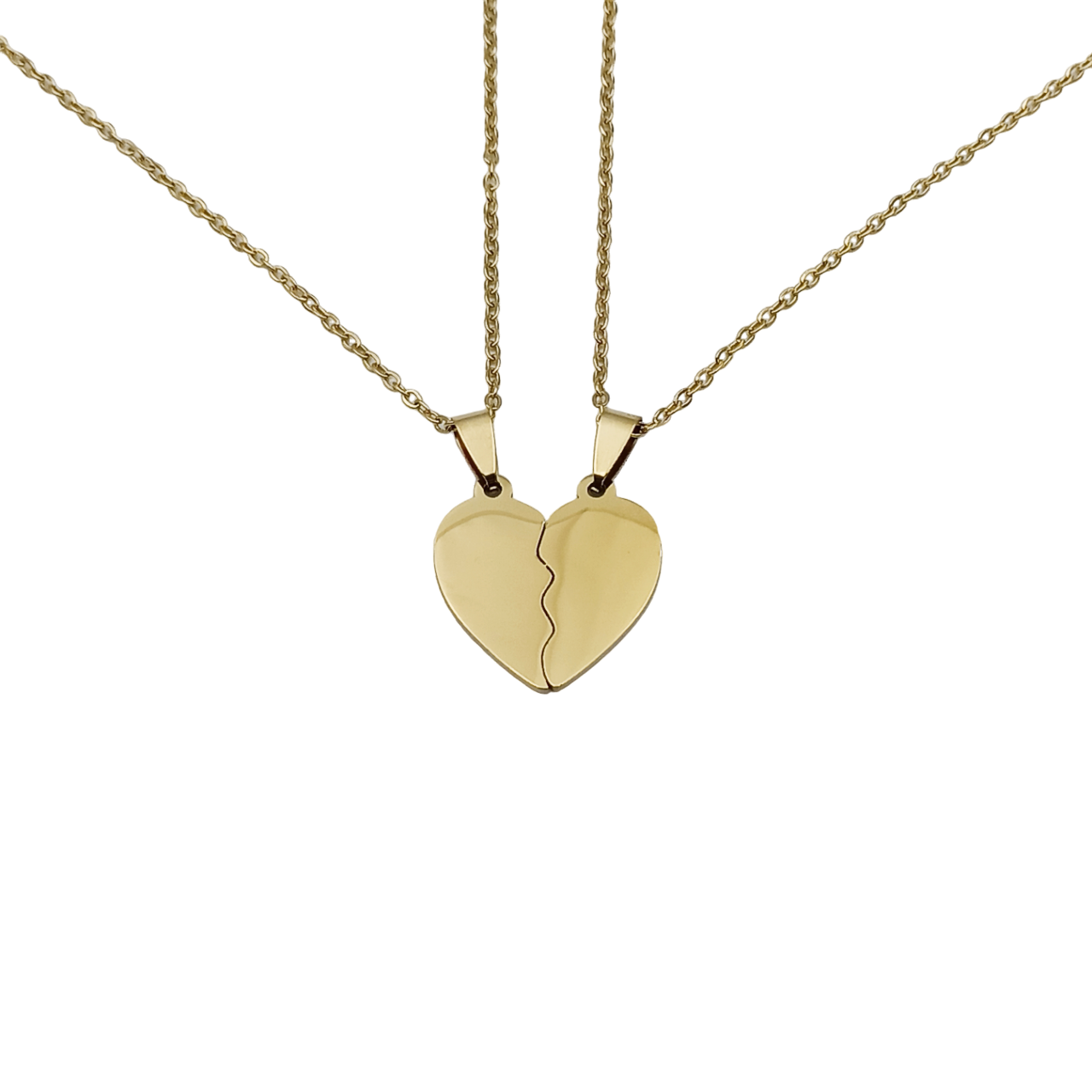 Coppia collane cuore spezzato acciaio incisione gratuita