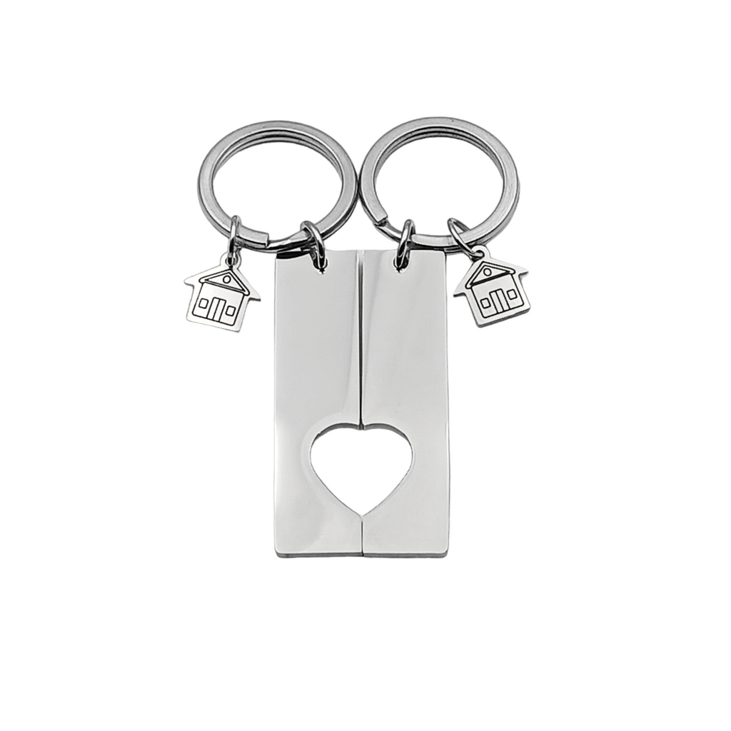 Portachiavi Barretta Cuore Spezzato Acciaio Oro Incisione Gratuita