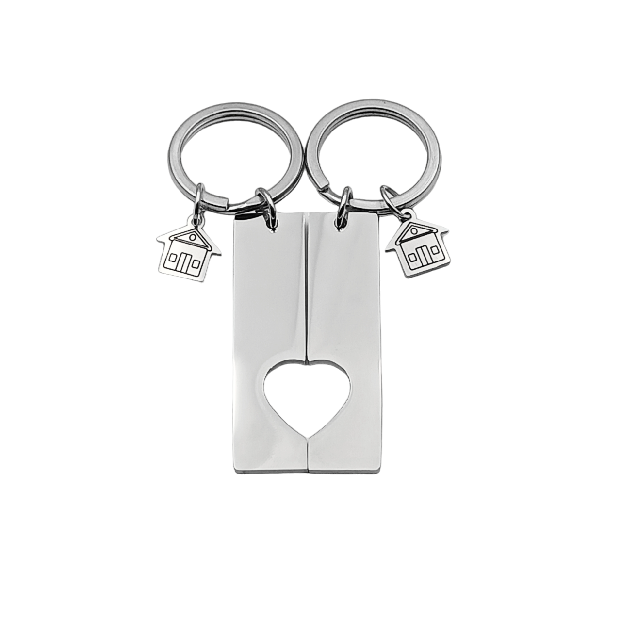 Portachiavi Barretta Cuore Spezzato Acciaio Oro Incisione Gratuita