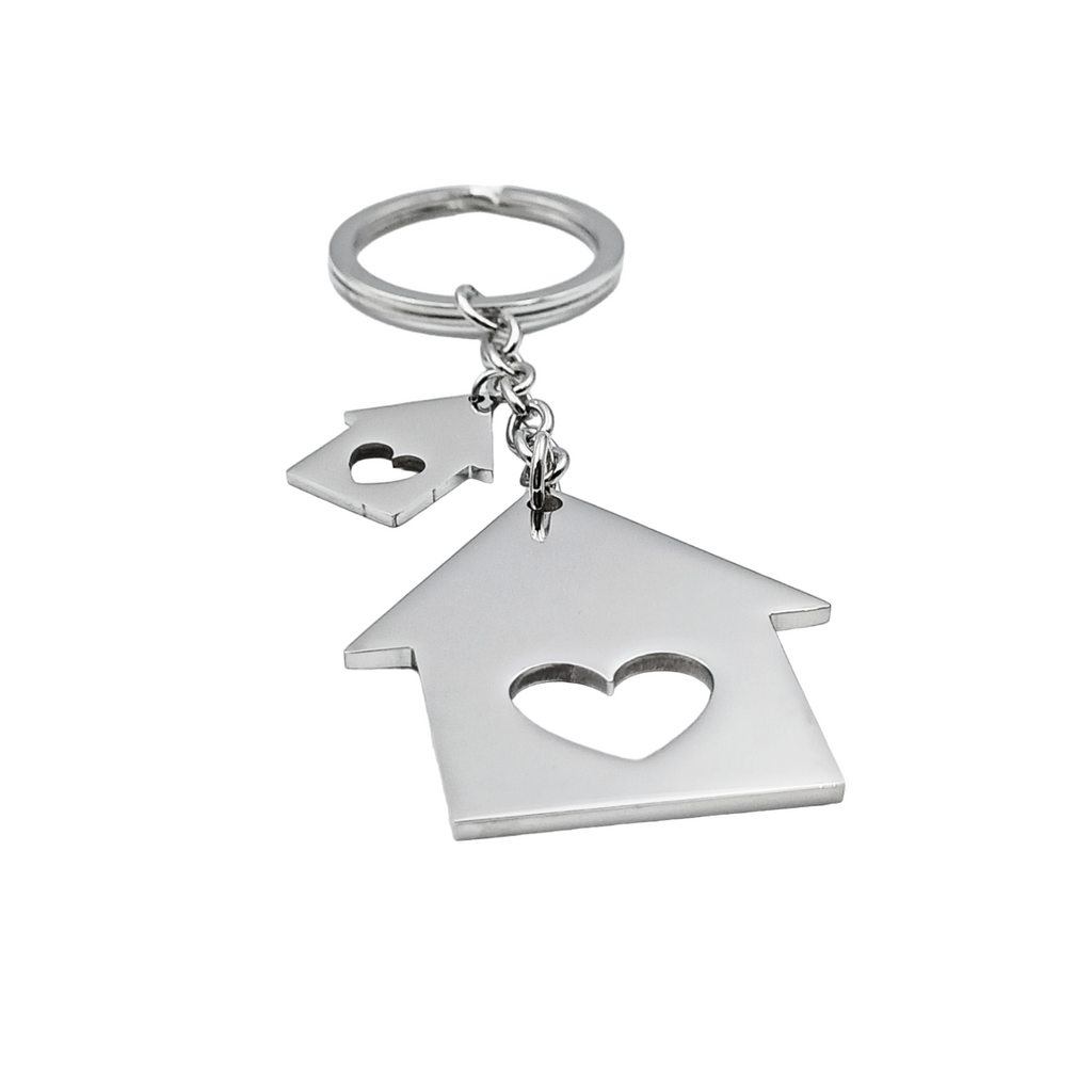 Portachiavi Casetta Cuore Acciaio Incisione Gratuita