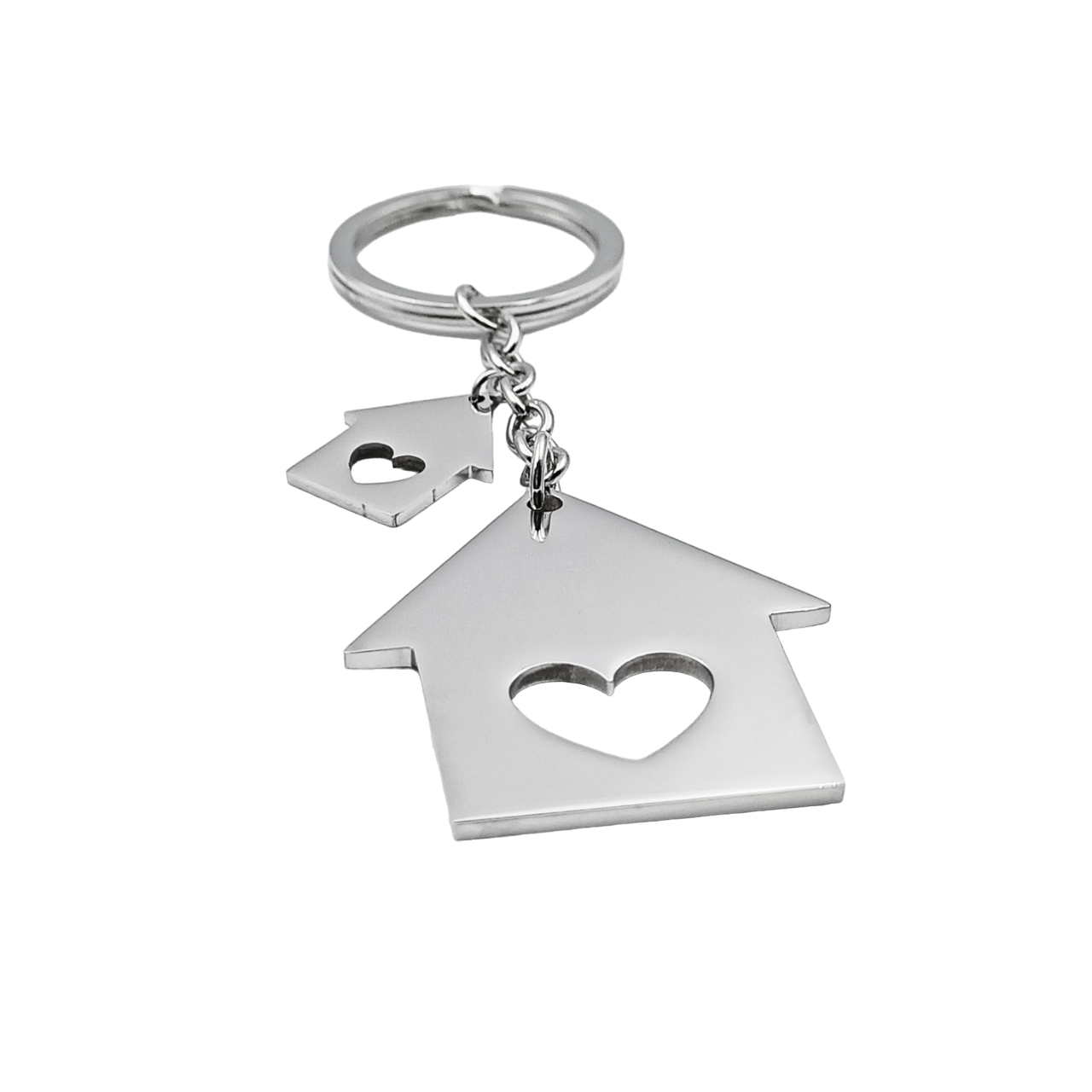 Portachiavi Casetta Cuore Acciaio Incisione Gratuita