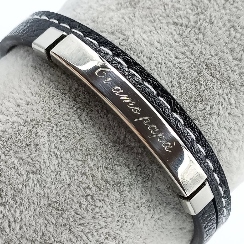 Bracciale Acciaio Skin-Black incisione personalizzata
