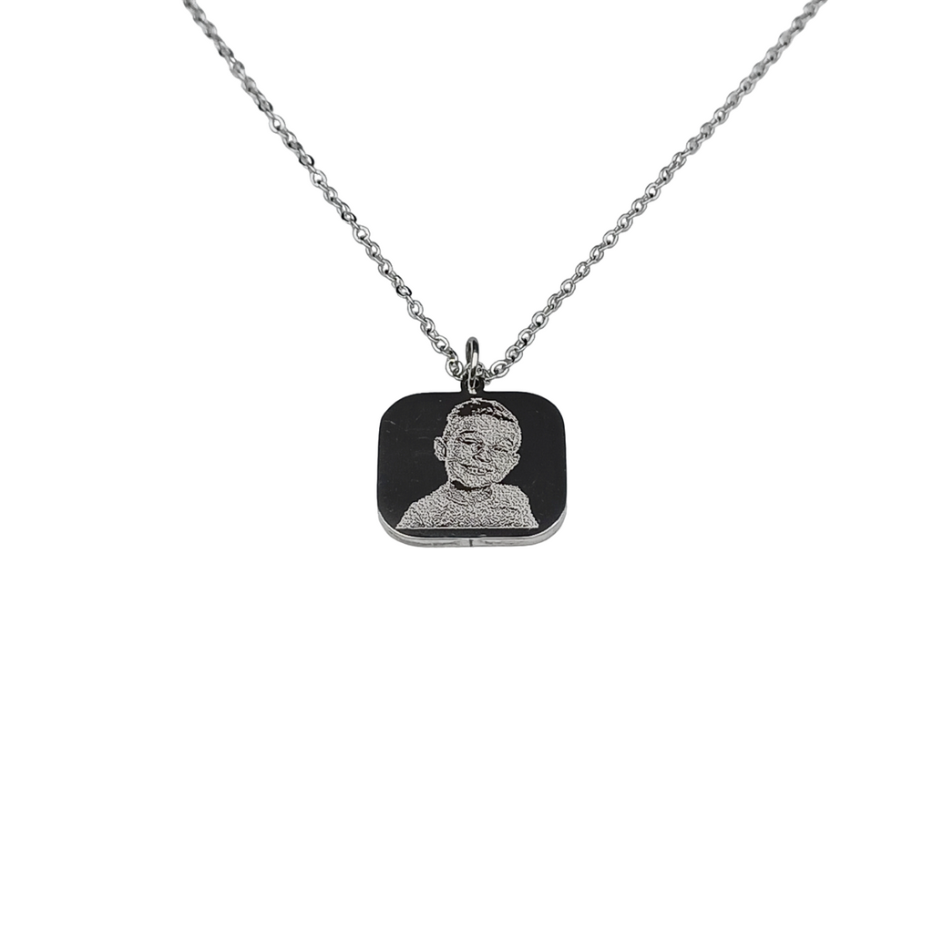 Collana Acciaio con Fotoincisione pendente quadrato