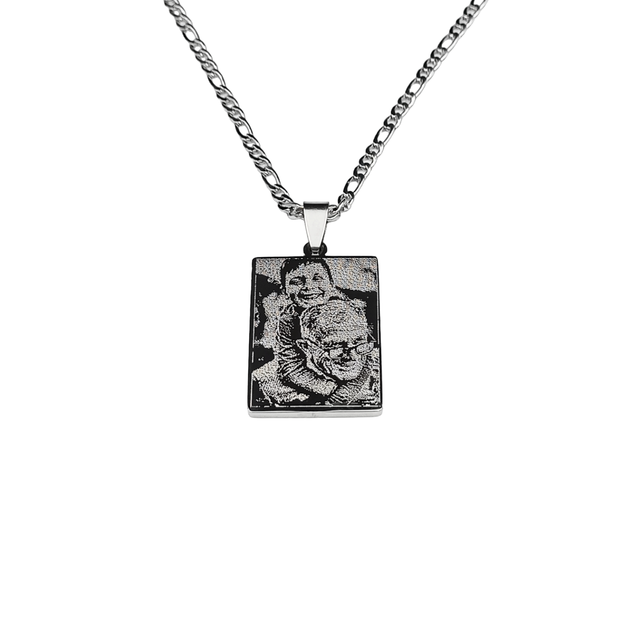 Collana Acciaio con Fotoincisione Medaglietta Rettangolare