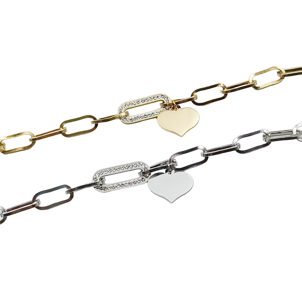 Bracciale catena brillante acciaio con Incisione