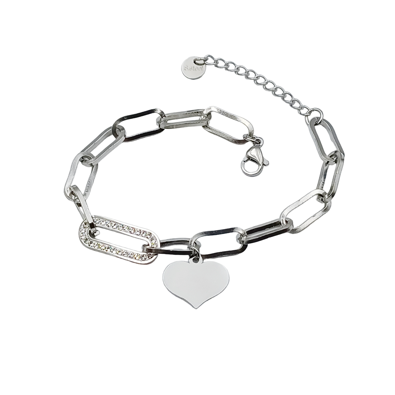 Bracciale catena brillante acciaio con Incisione