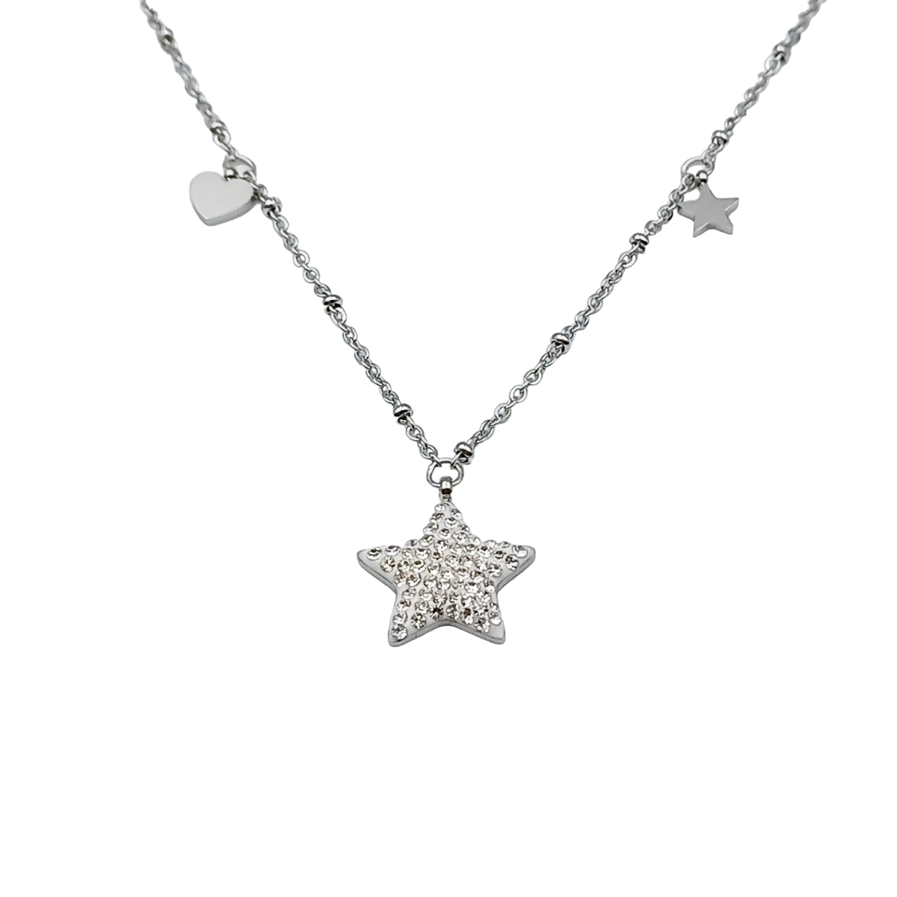 Collana Stella Brillante Acciaio con Incisione