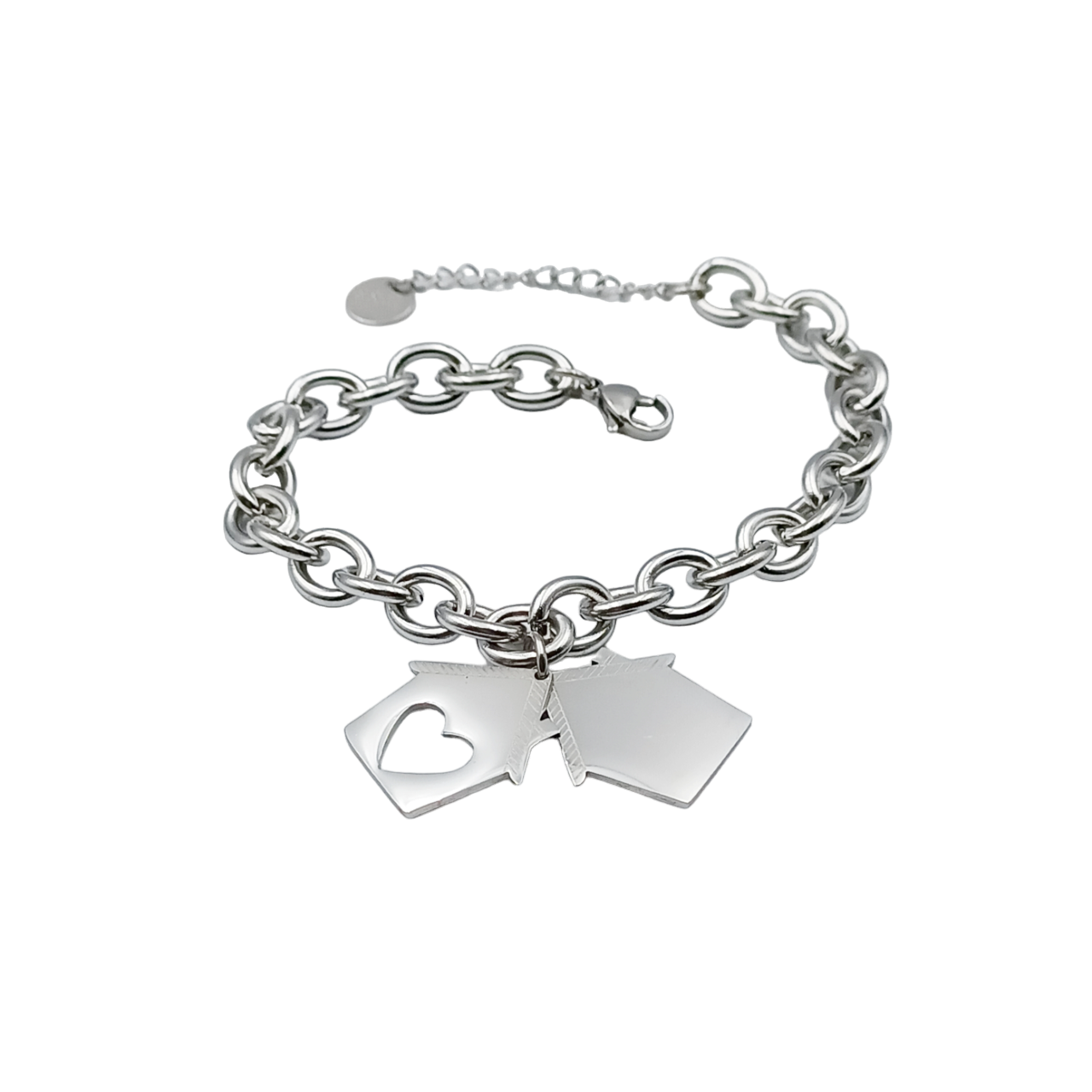 Bracciale Casetta Acciaio con Incisione