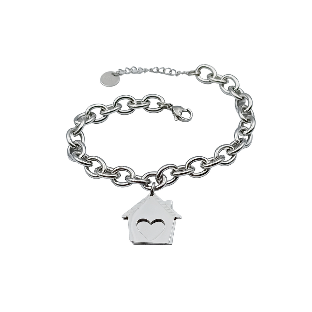 Bracciale Casetta Acciaio con Incisione