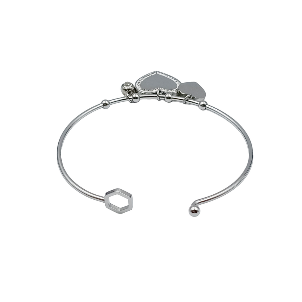 Bracciale Rigido Cuore Brillante Acciaio con Incisione