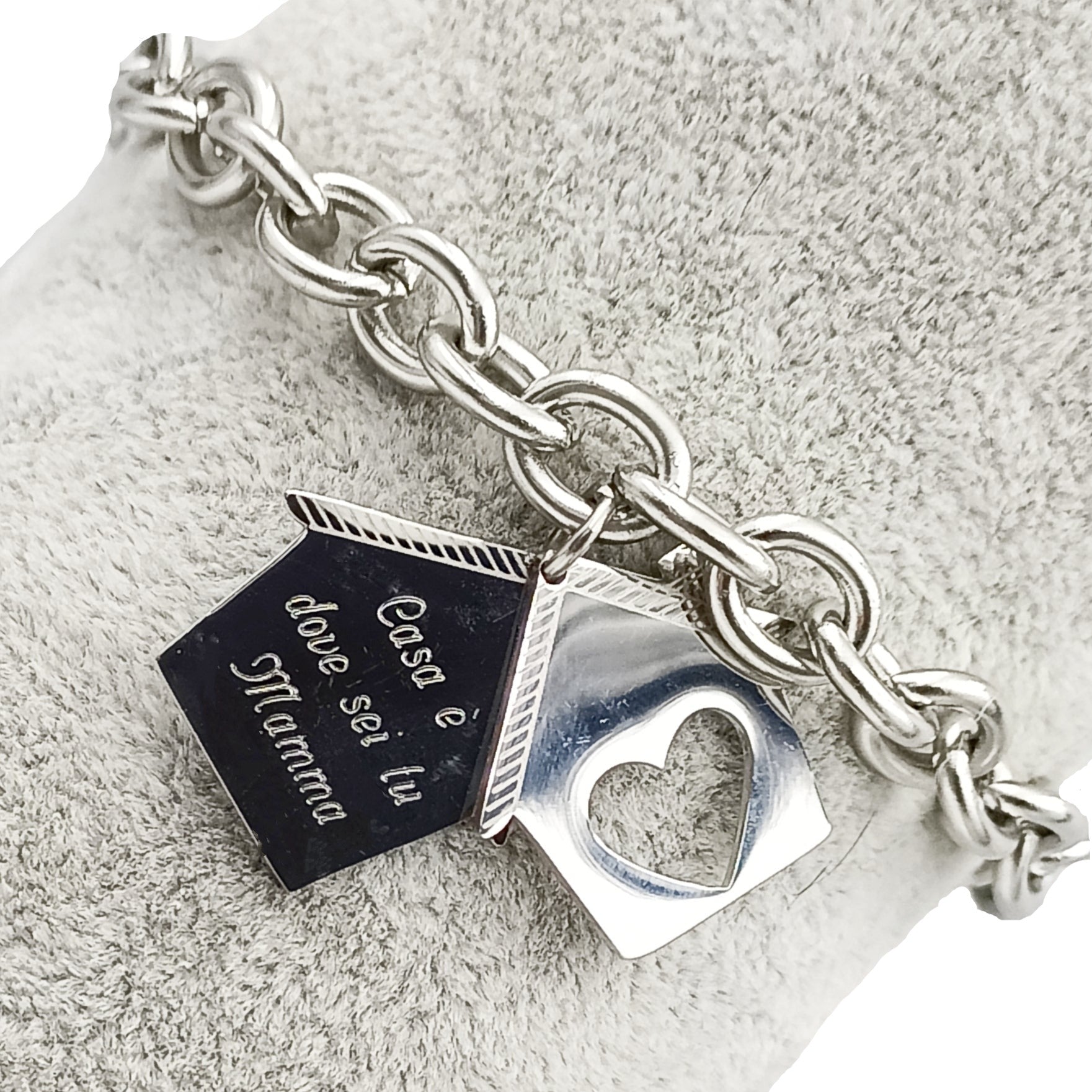 Bracciale Casetta Acciaio con Incisione