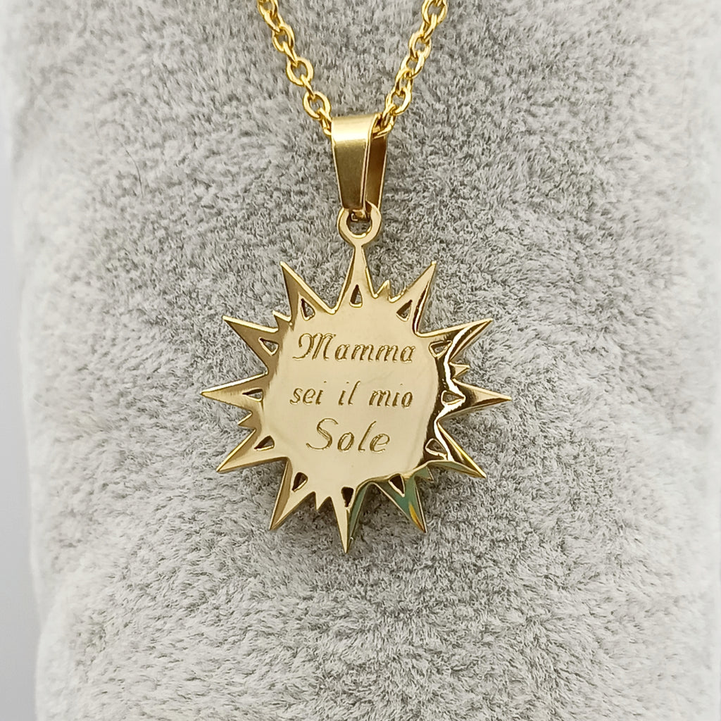 Collana Sole Acciaio con Incisione