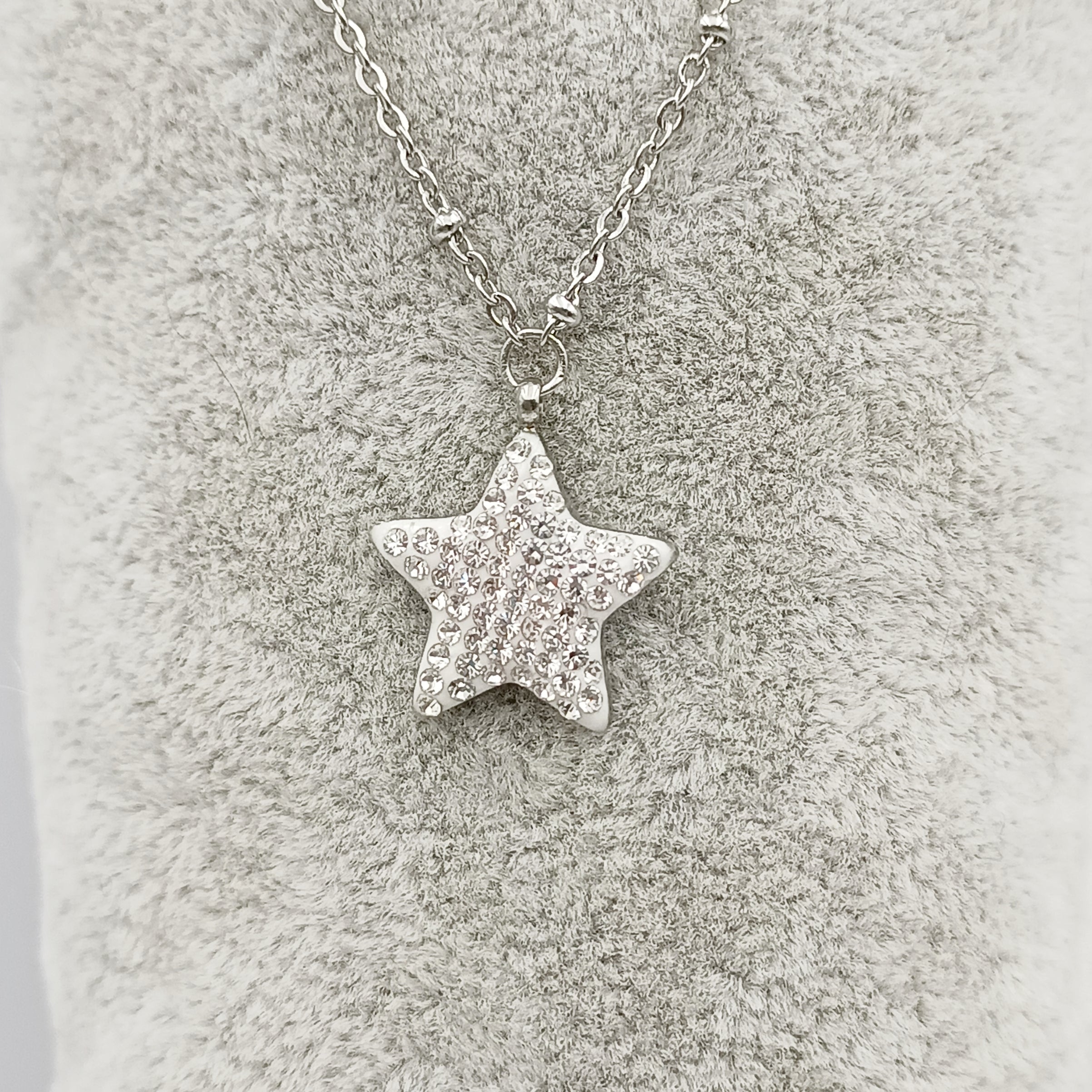 Collana Stella Brillante Acciaio con Incisione