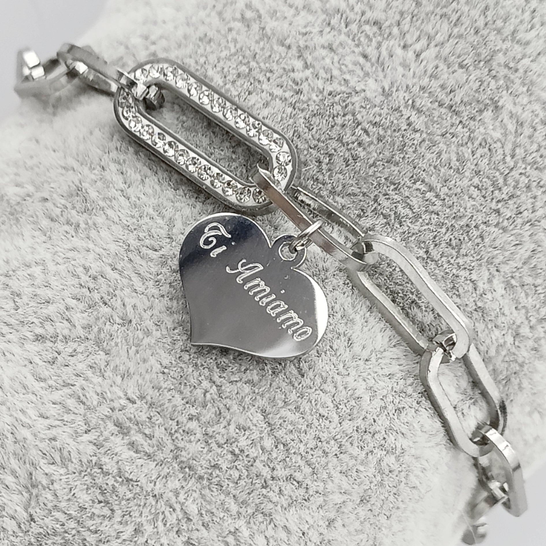 Bracciale catena brillante acciaio con Incisione