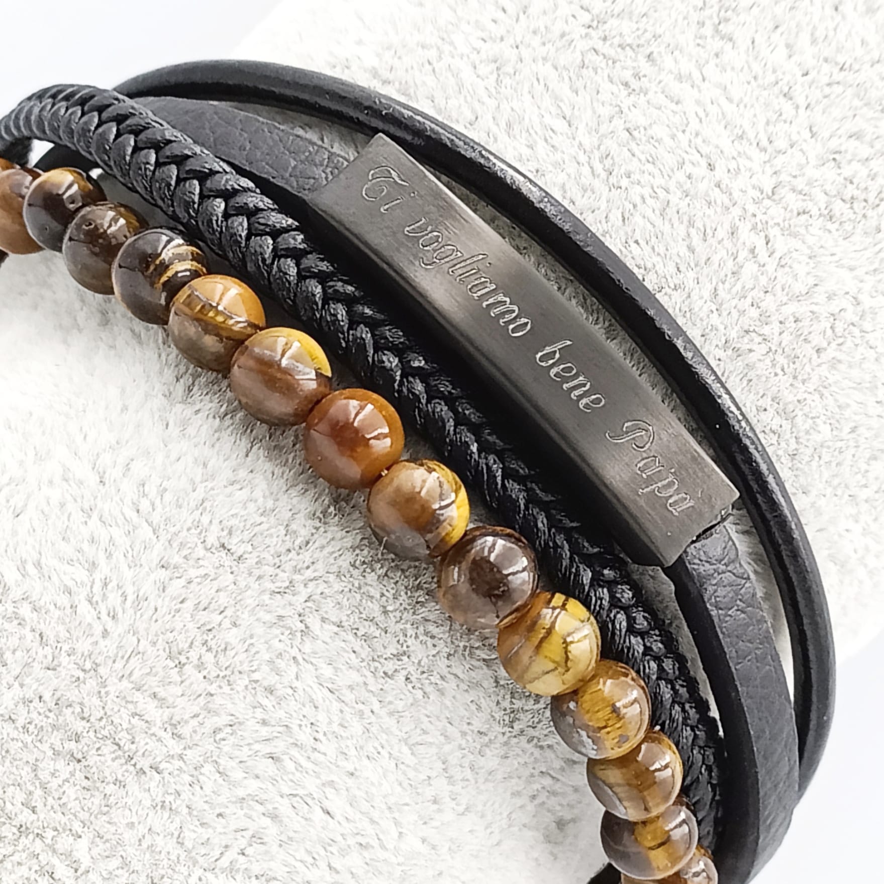 Bracciale Acciaio Skin Pietra Occhio di Tigre