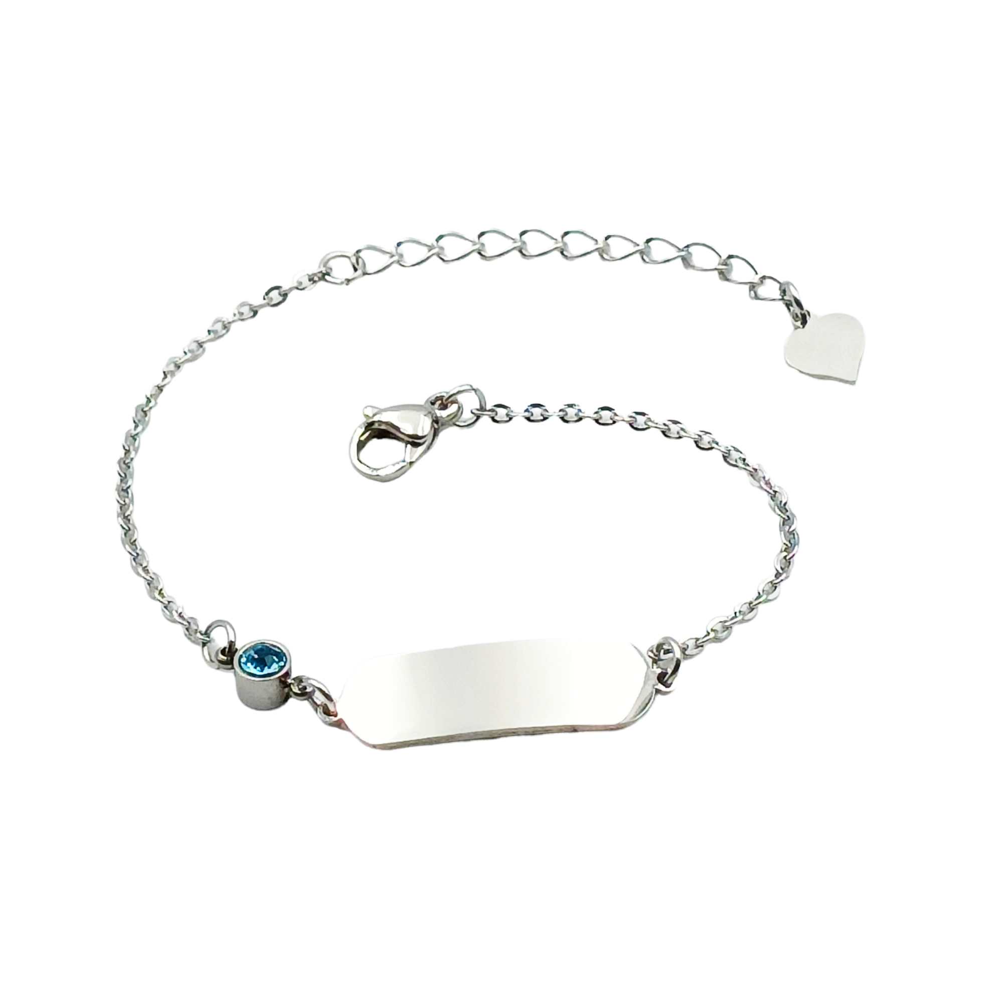 Bracciale Bimba Bimbo Piastra e Punto Luce Acciaio Argento